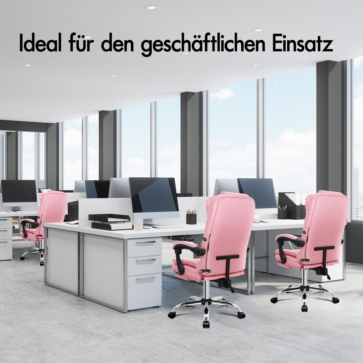 ALFORDSON Massage-Bürostuhl Gaming-Stuhl Executive-Sitz PU-Leder Computer Racer, Rosa
