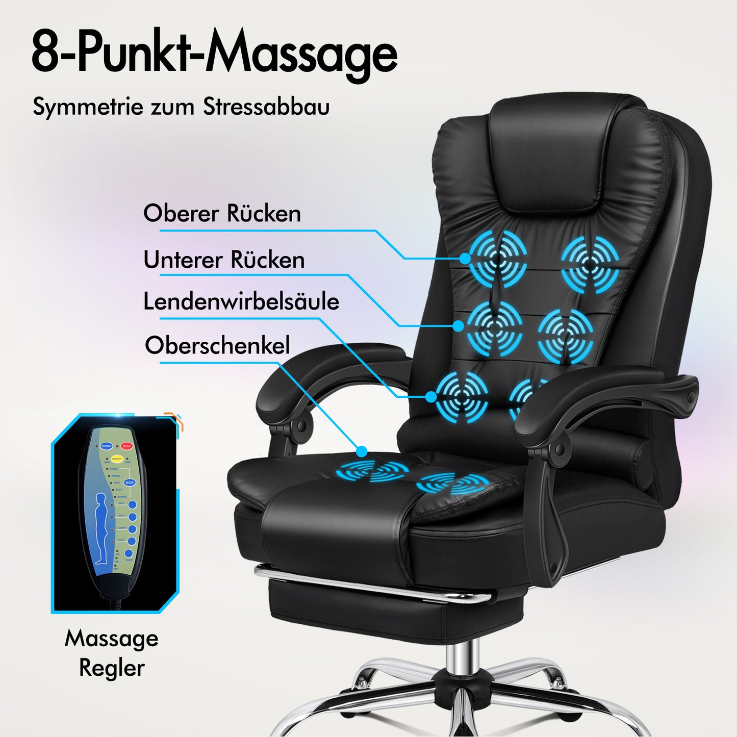 ALFORDSON Massage-Bürostuhl Beheizter Chef-Computersitz Schwarz