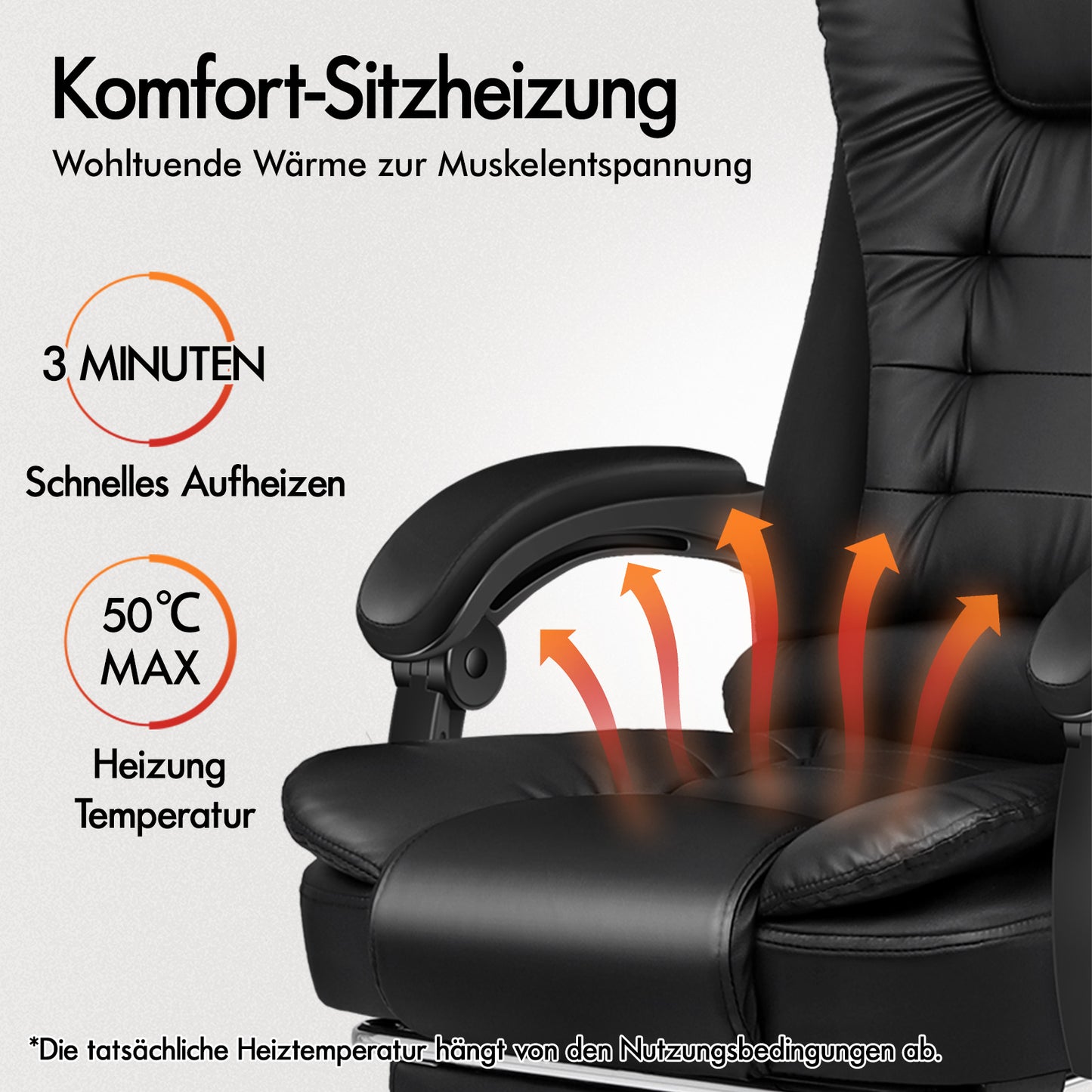ALFORDSON Massage-Bürostuhl Beheizter Chef-Computersitz Schwarz