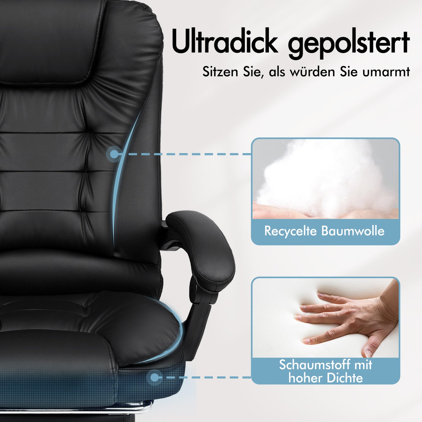 ALFORDSON Massage-Bürostuhl Beheizter Chef-Computersitz Schwarz