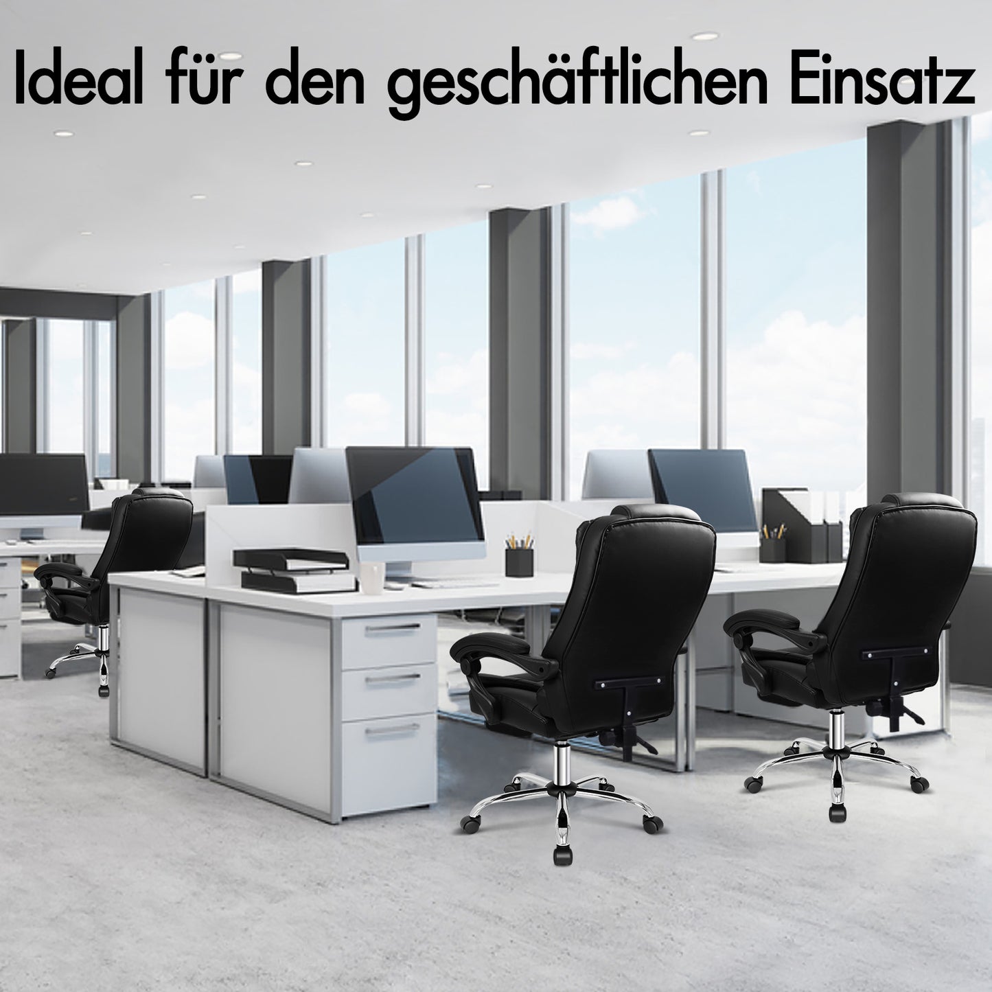 ALFORDSON Massage-Bürostuhl Beheizter Chef-Computersitz Schwarz
