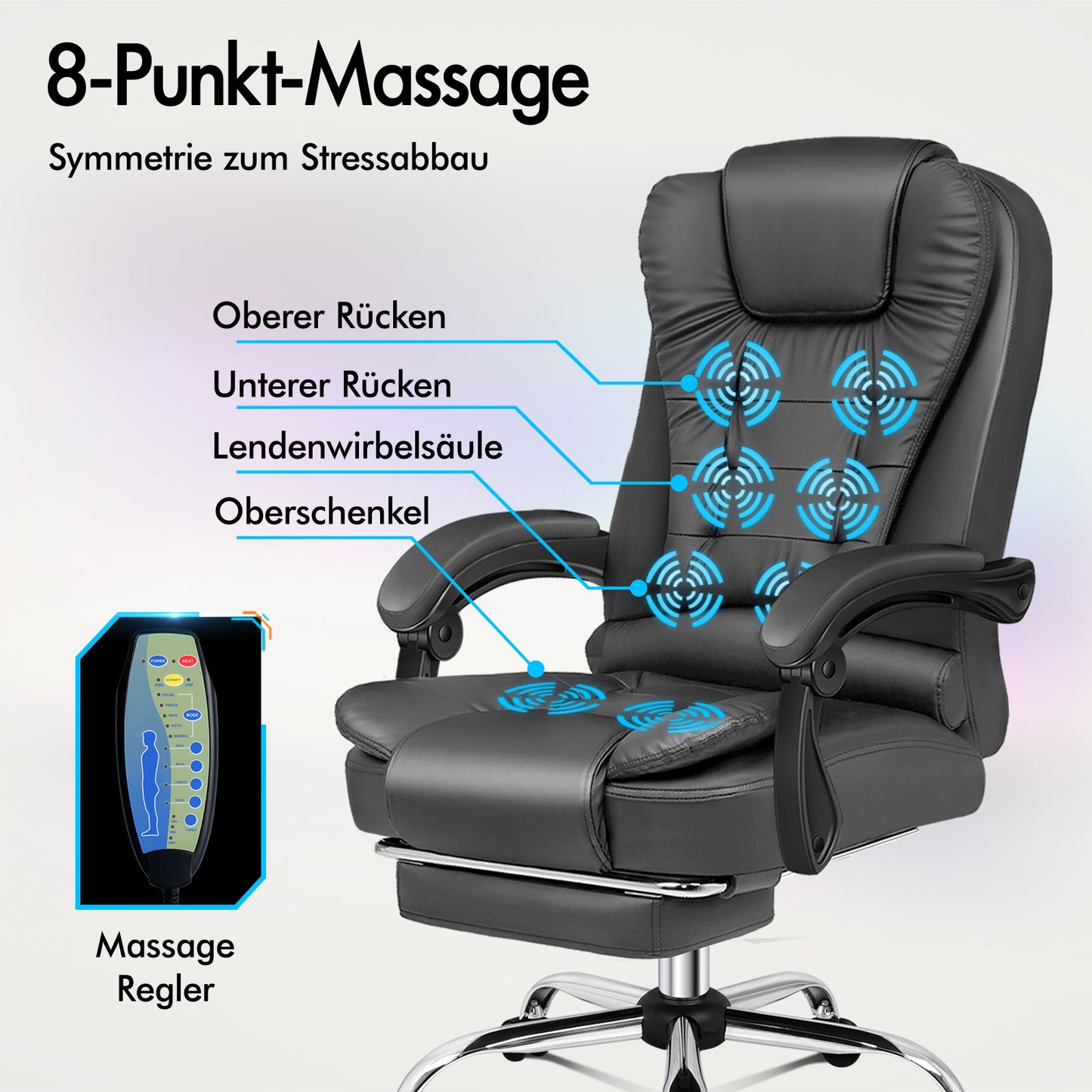 ALFORDSON Massage-Bürostuhl Beheizter Chef-Computersitz Grau