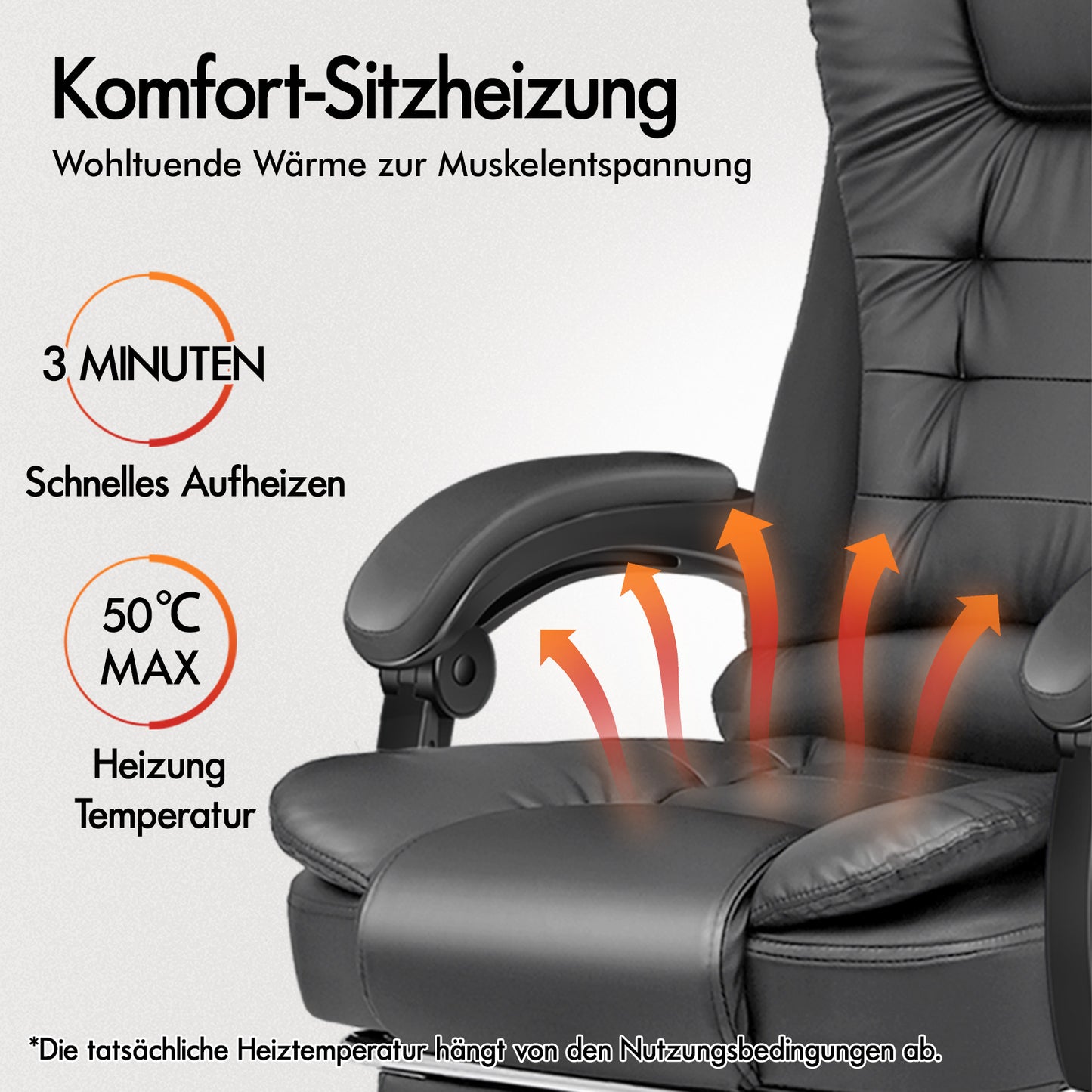 ALFORDSON Massage-Bürostuhl Beheizter Chef-Computersitz Grau