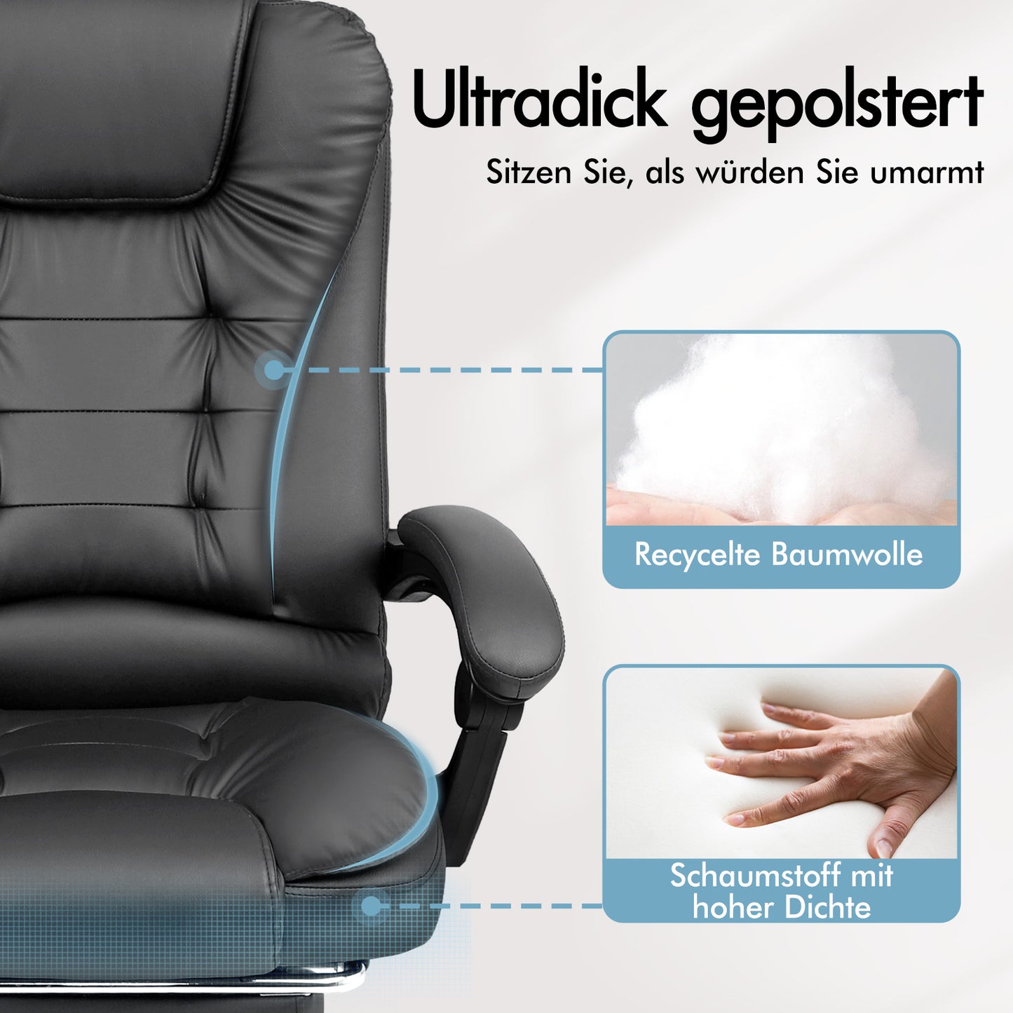 ALFORDSON Massage-Bürostuhl Beheizter Chef-Computersitz Grau