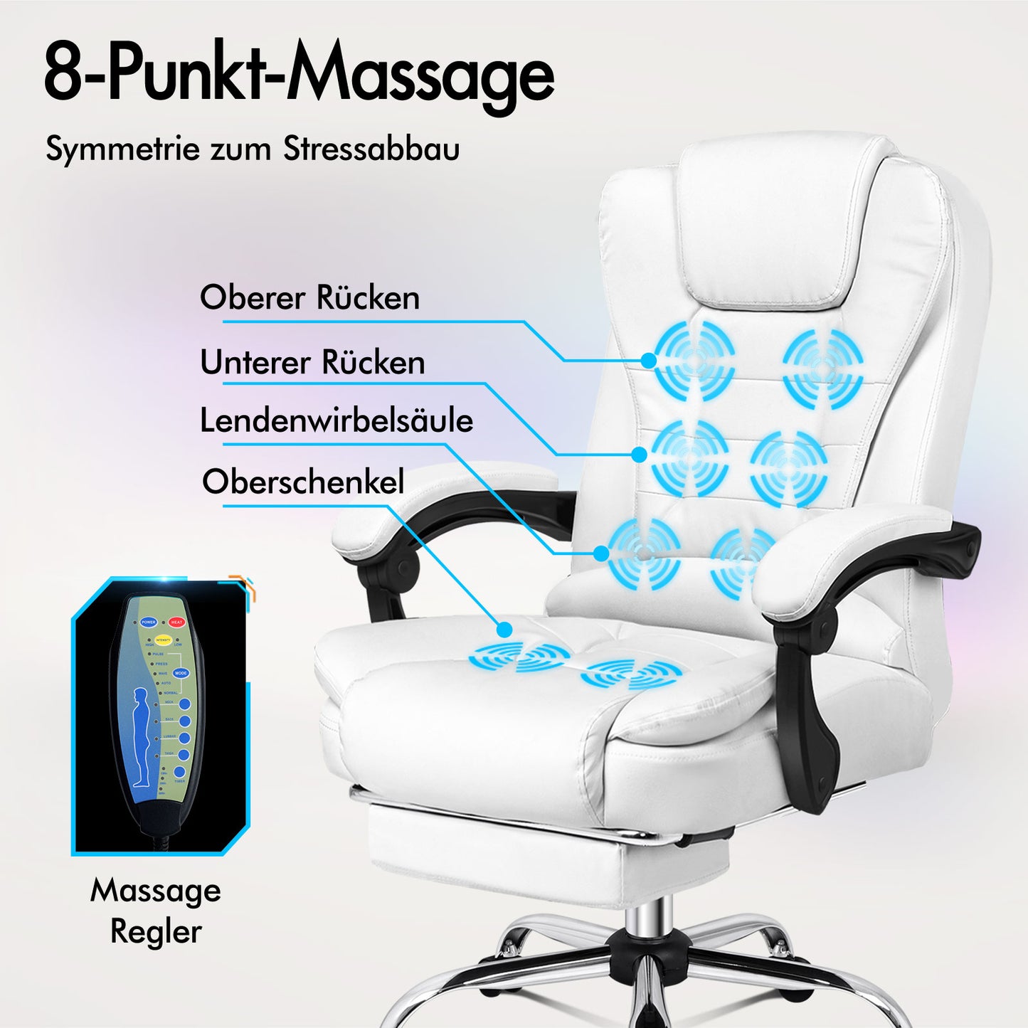 ALFORDSON Massage-Bürostuhl Beheizter Chef-Computersitz Weiß