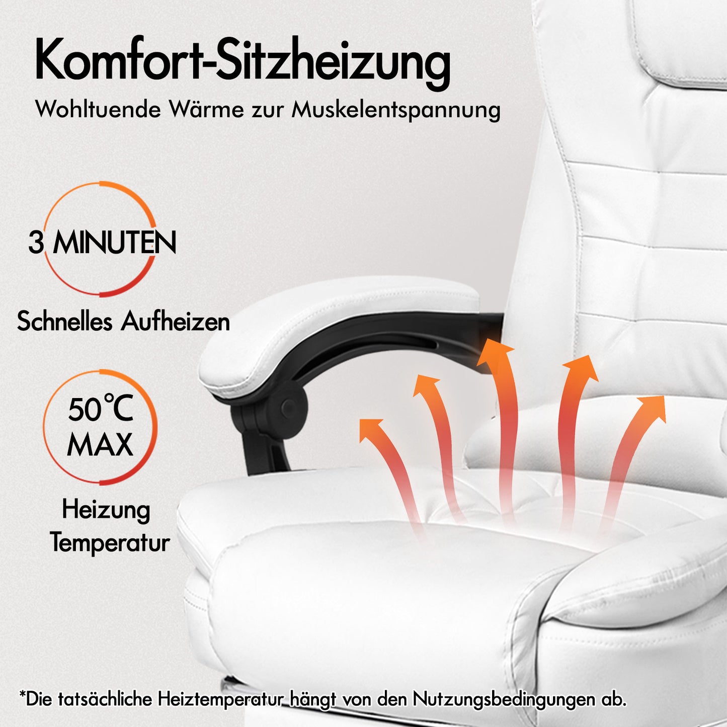 ALFORDSON Massage-Bürostuhl Beheizter Chef-Computersitz Weiß