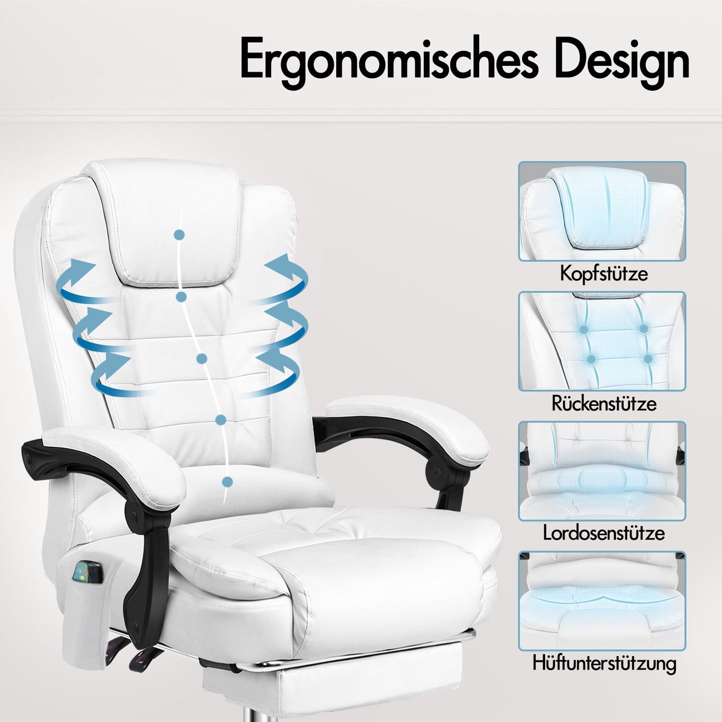 ALFORDSON Massage-Bürostuhl Beheizter Chef-Computersitz Weiß