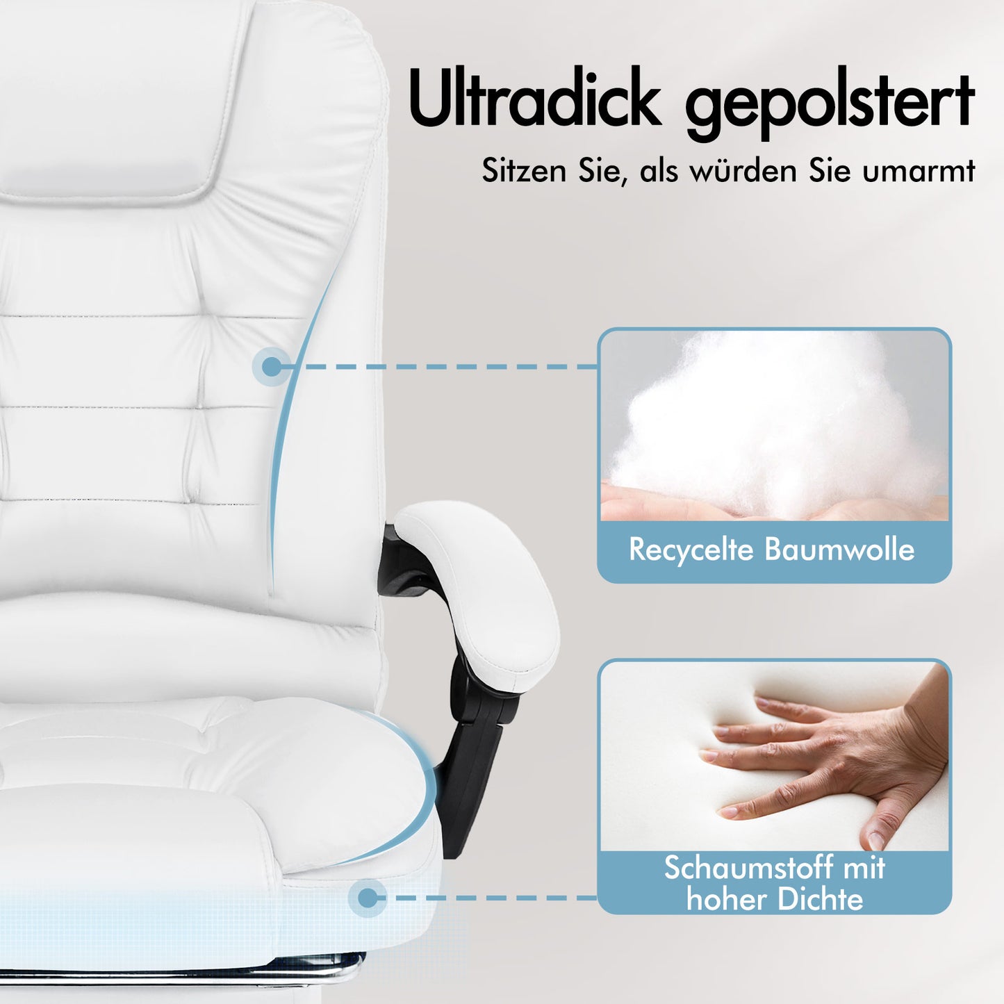 ALFORDSON Massage-Bürostuhl Beheizter Chef-Computersitz Weiß