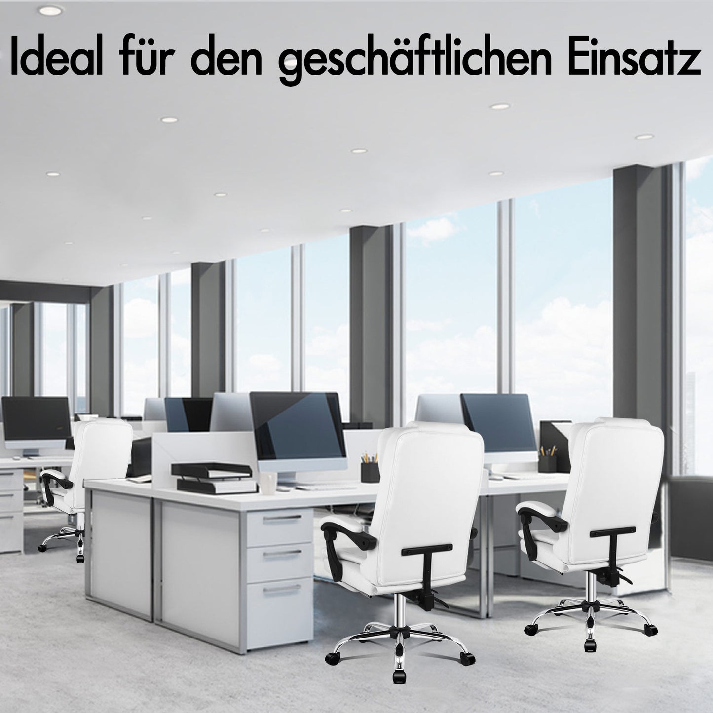 ALFORDSON Massage-Bürostuhl Beheizter Chef-Computersitz Weiß