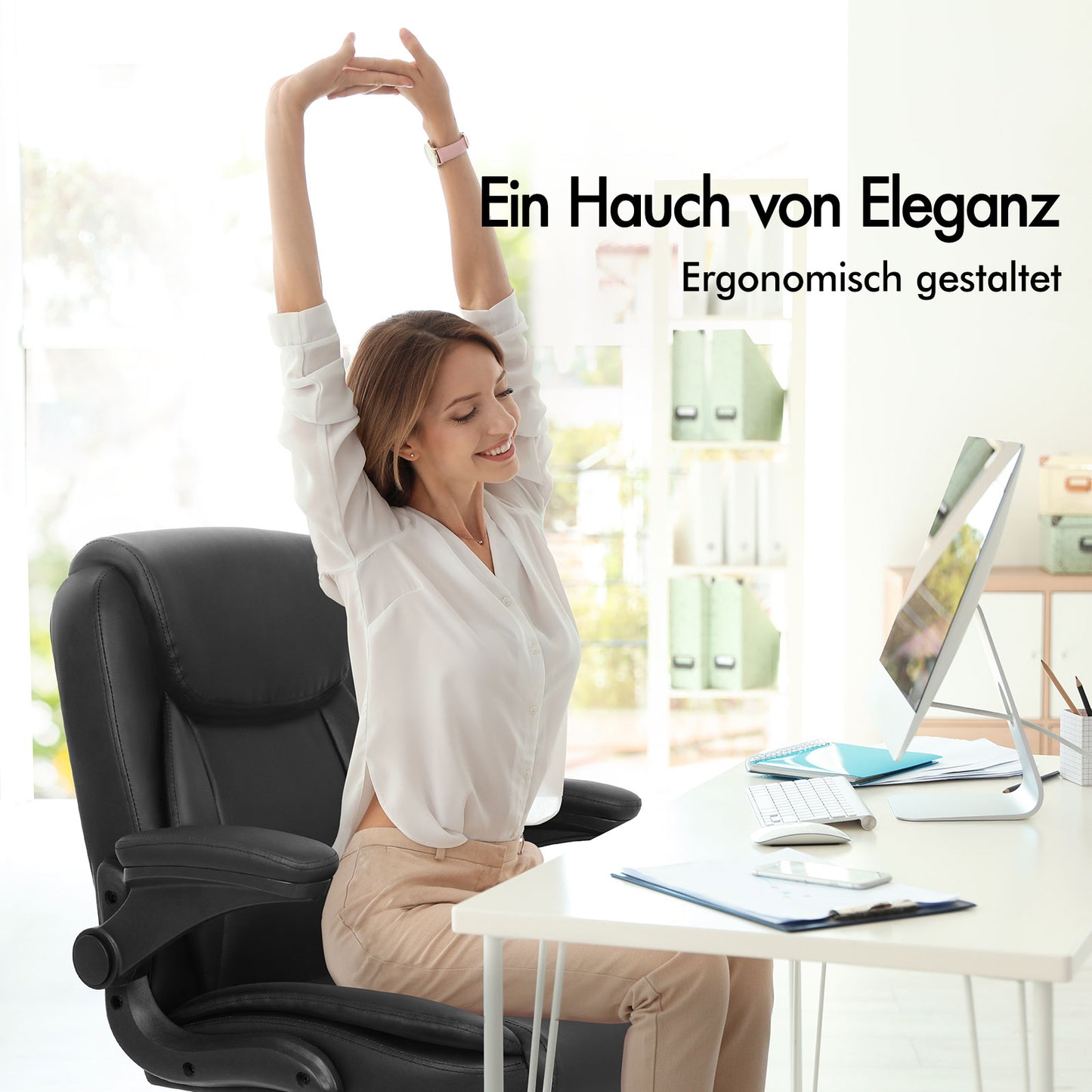 ALFORDSON Massage Bürostuhl Executive Computer Gaming Sitz PU Leder Schwarz