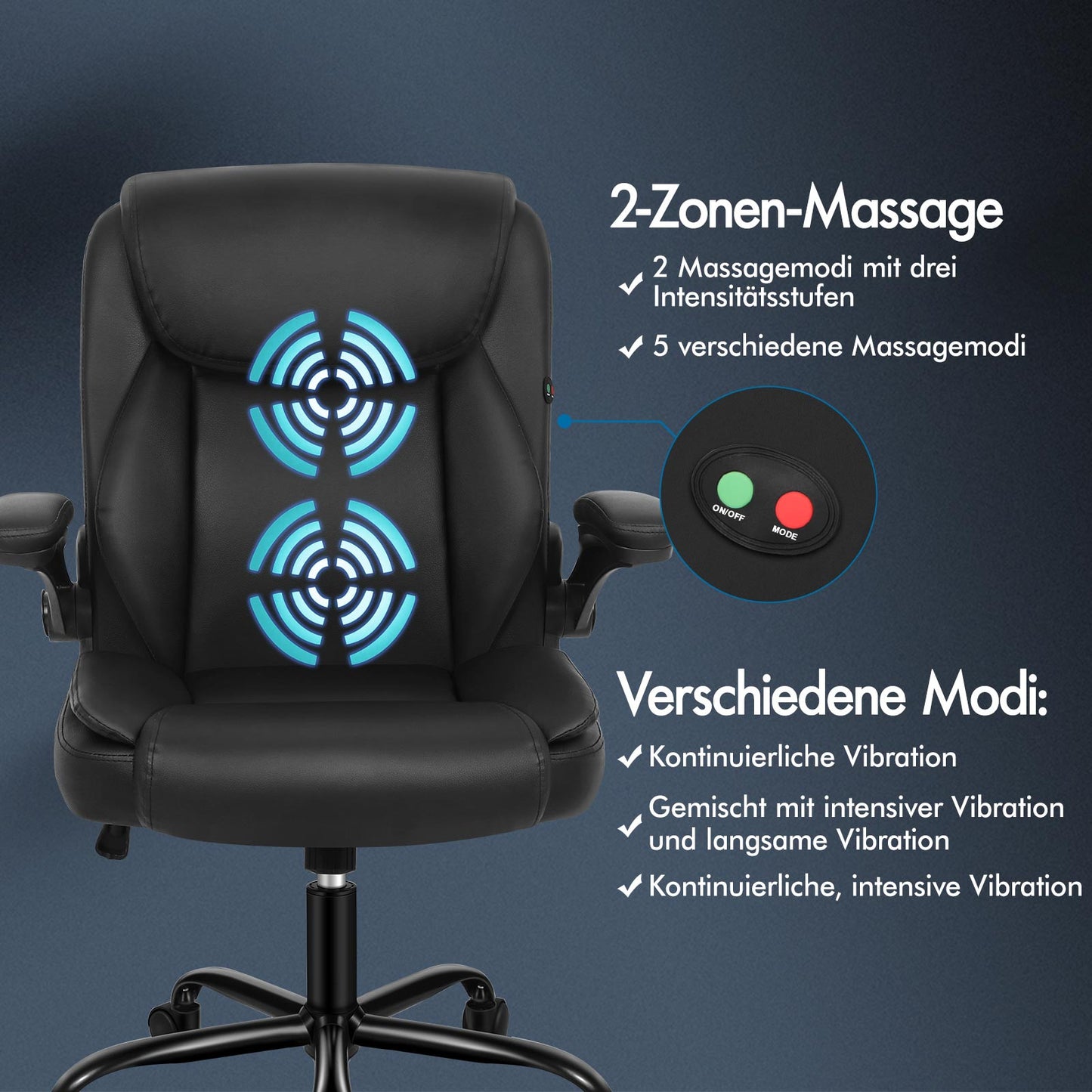 ALFORDSON Massage Bürostuhl Executive Computer Gaming Sitz PU Leder Schwarz
