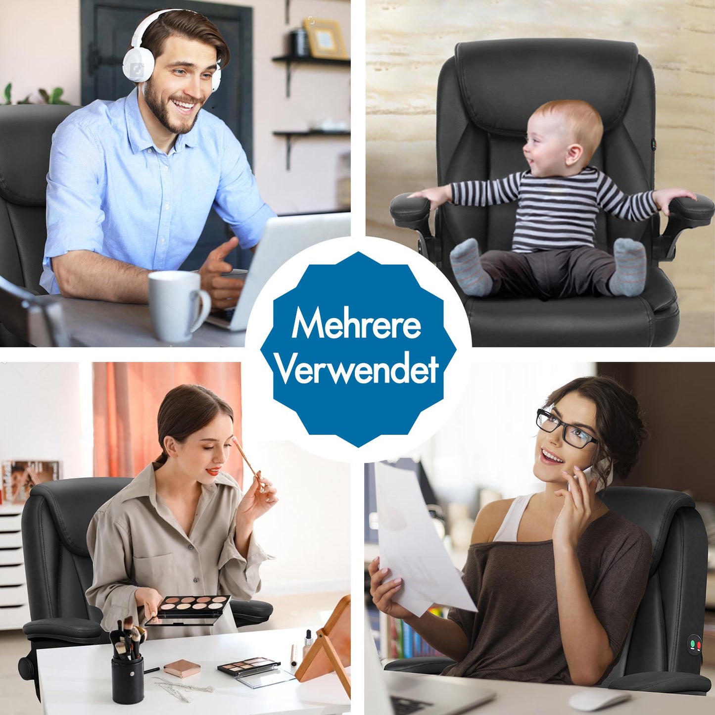 ALFORDSON Massage Bürostuhl Executive Computer Gaming Sitz PU Leder Schwarz