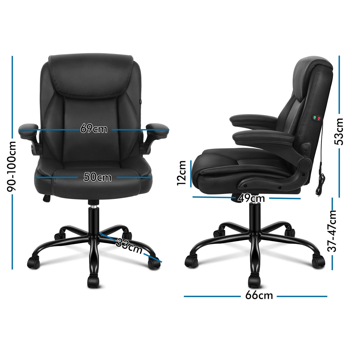 ALFORDSON Massage Bürostuhl Executive Computer Gaming Sitz PU Leder Schwarz
