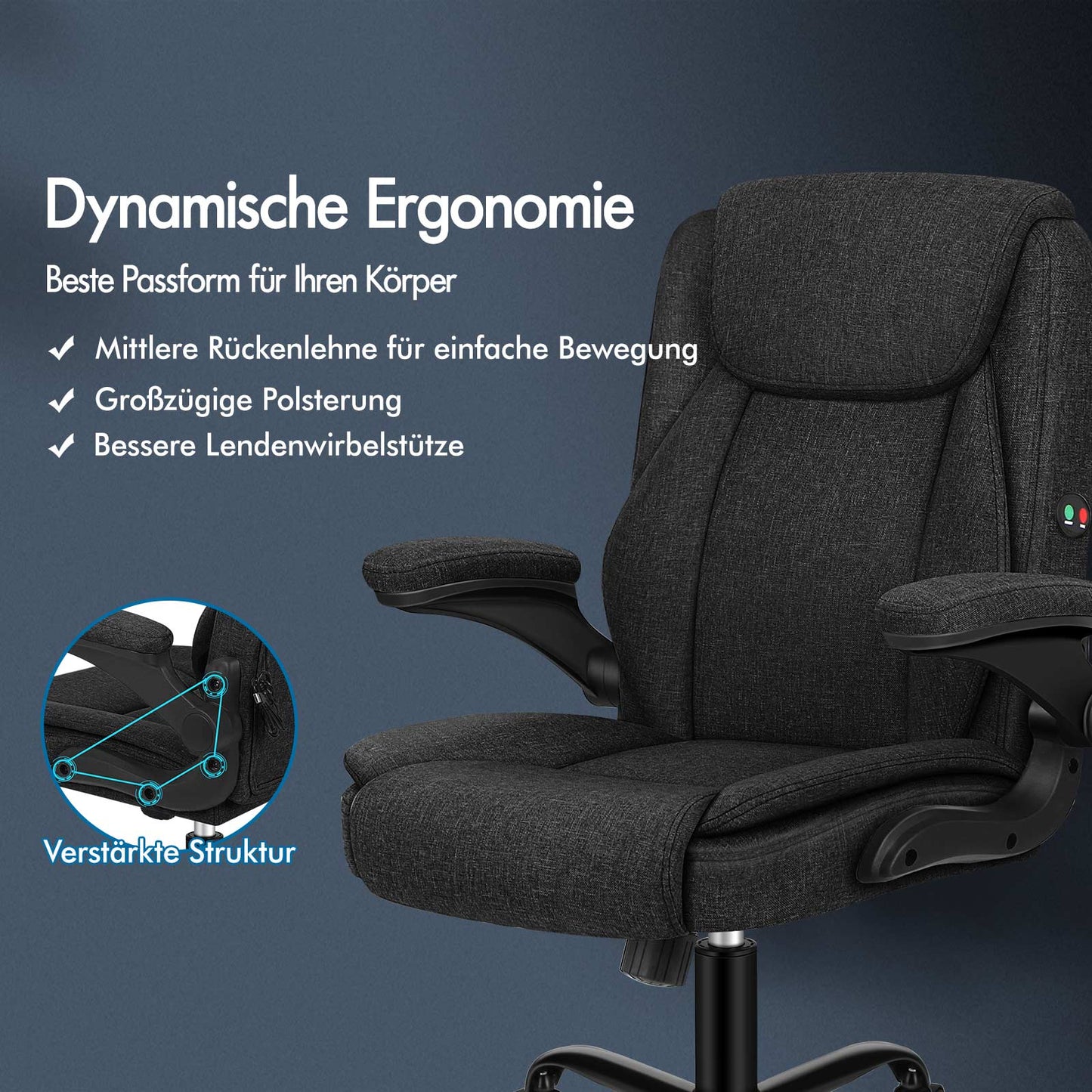ALFORDSON Massage Bürostuhl Chefsessel Computerstuhl Gamingstuhl Stoff Schwarz