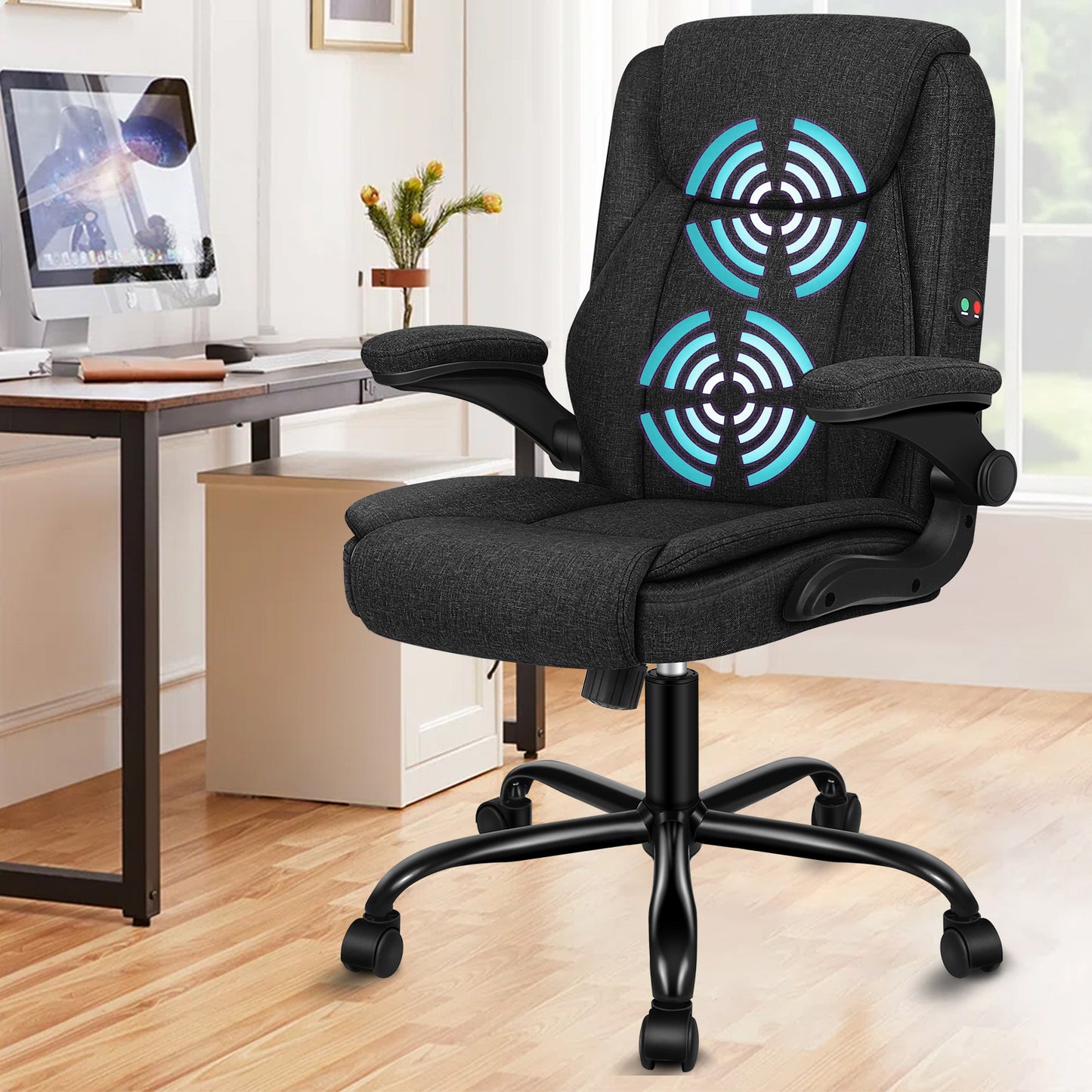 ALFORDSON Massage Bürostuhl Chefsessel Computerstuhl Gamingstuhl Stoff Schwarz