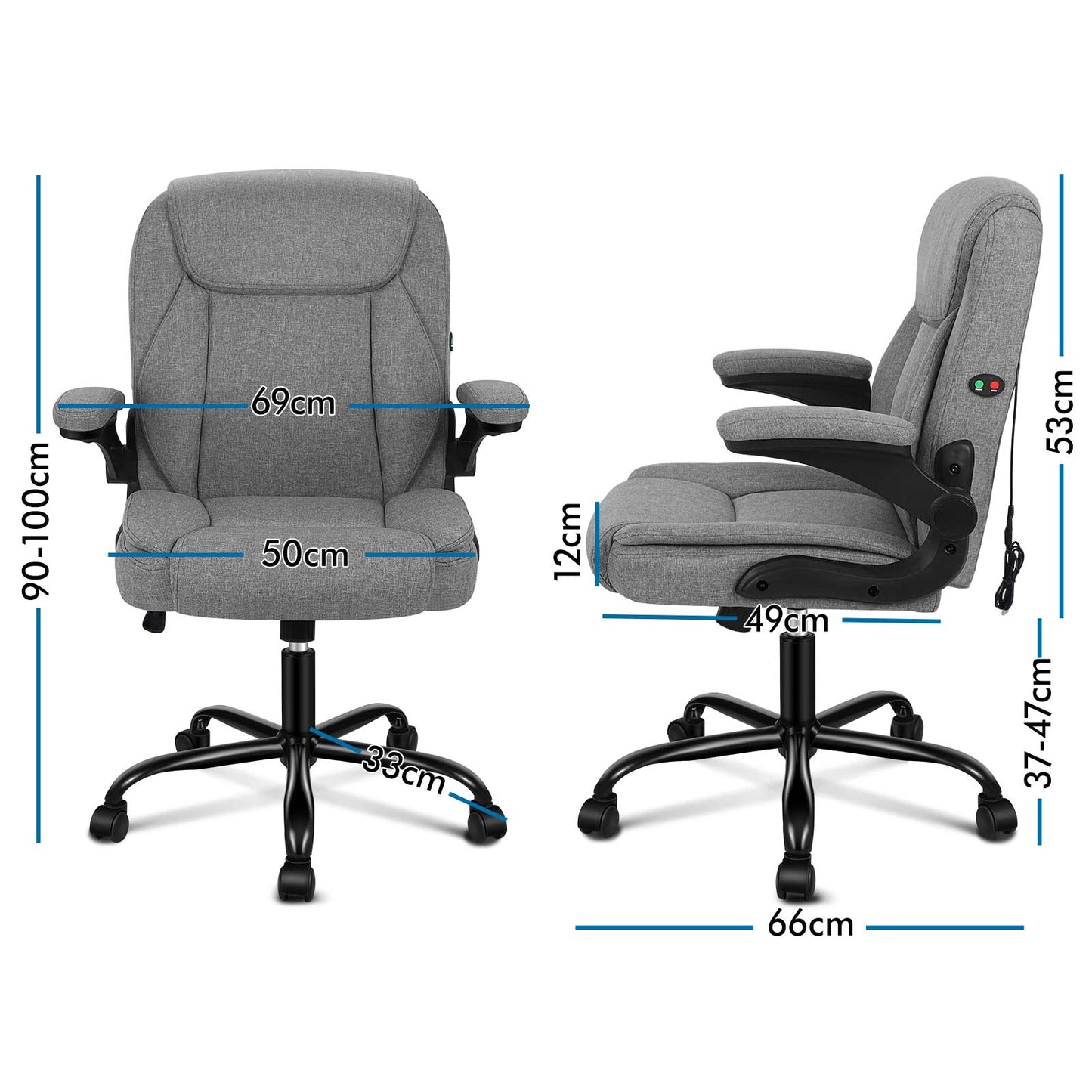 ALFORDSON Massage Bürostuhl Chefsessel Computerstuhl Gamingstuhl Stoff Grau