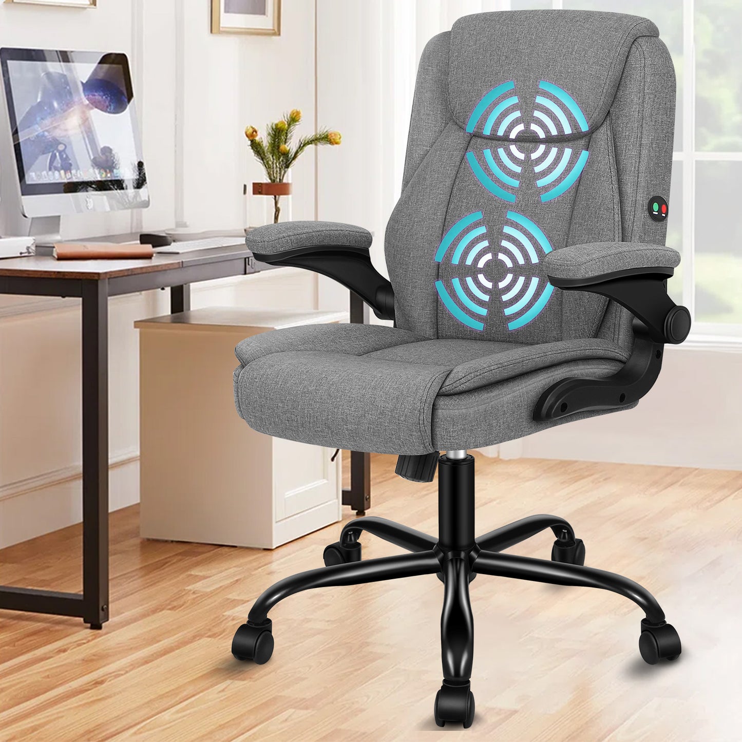 ALFORDSON Massage Bürostuhl Chefsessel Computerstuhl Gamingstuhl Stoff Grau