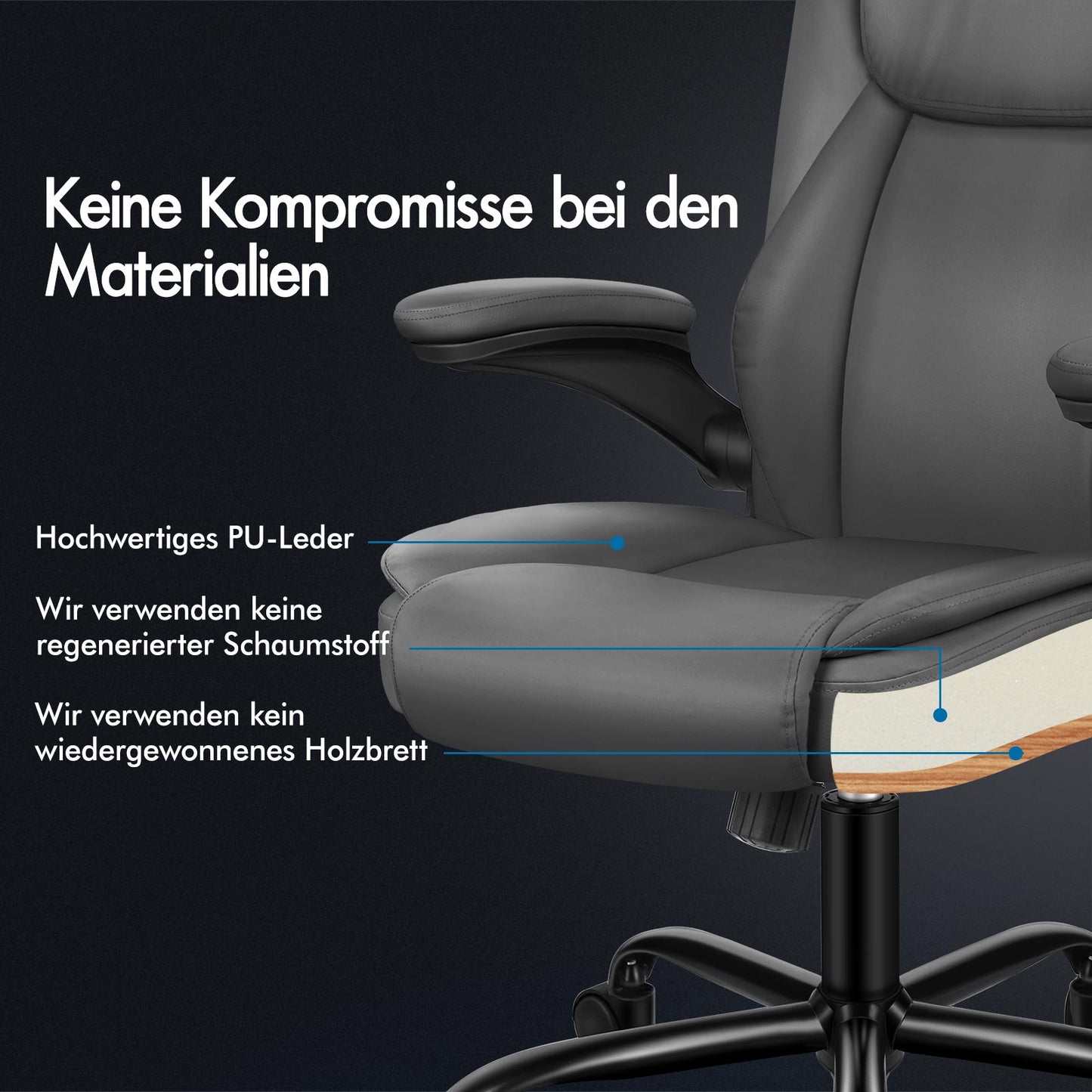ALFORDSON Massage Bürostuhl Executive Computer Gaming Sitz PU Leder Grau