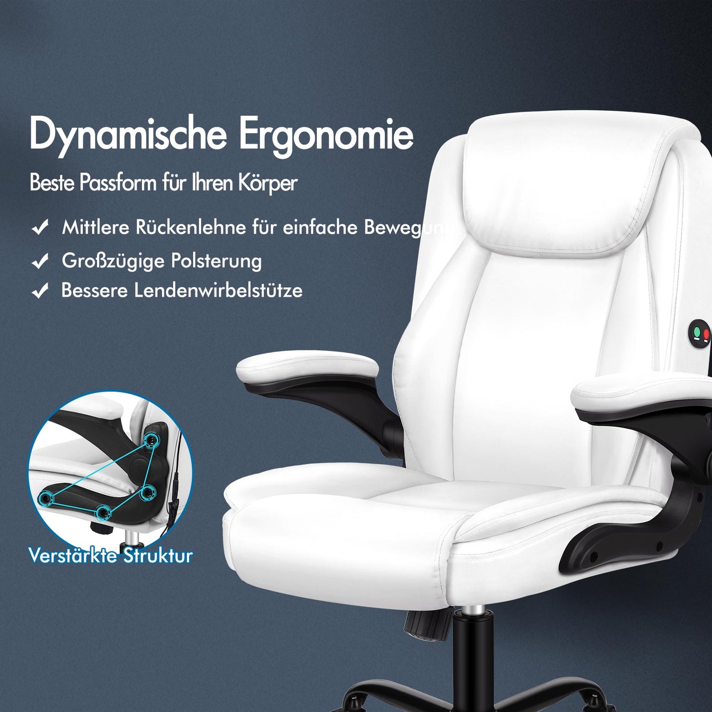 ALFORDSON Massage Bürostuhl Executive Computer Gaming Sitz PU Leder Weiß