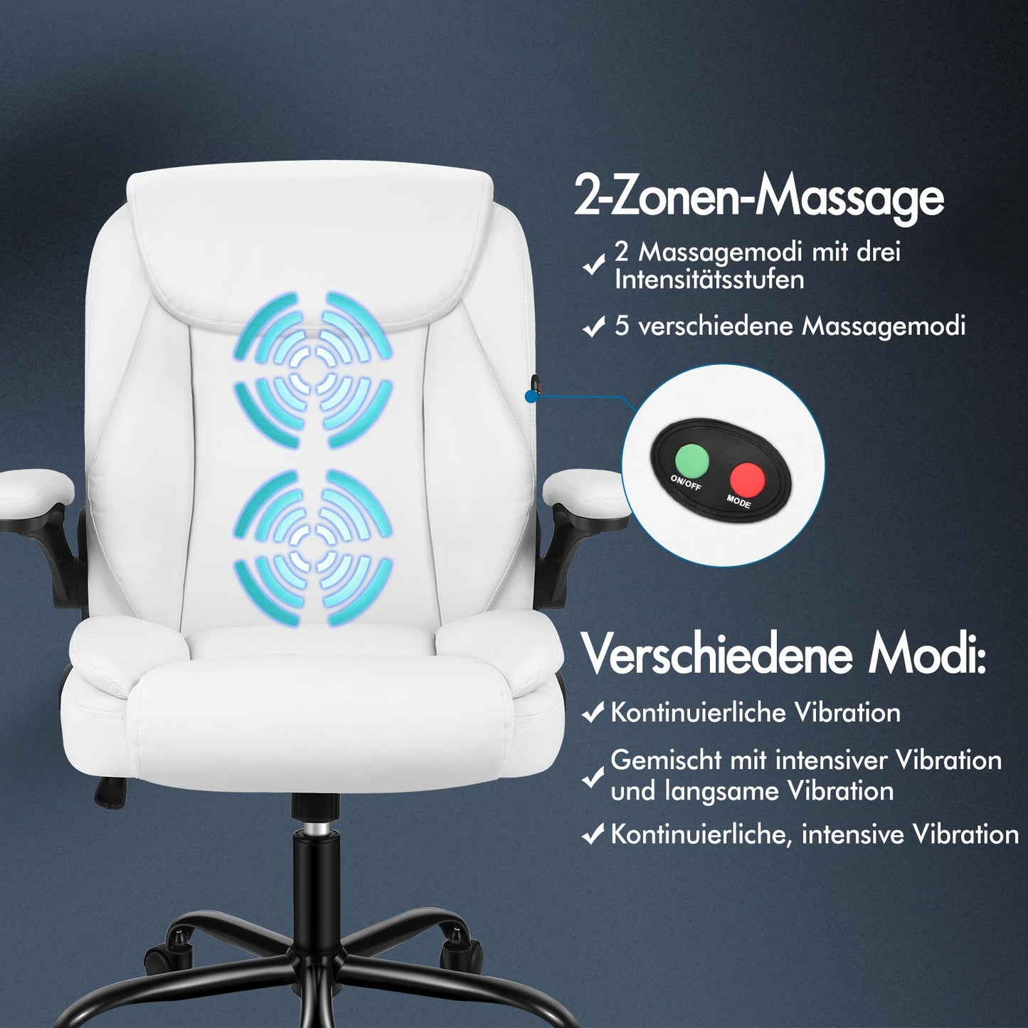 ALFORDSON Massage Bürostuhl Executive Computer Gaming Sitz PU Leder Weiß