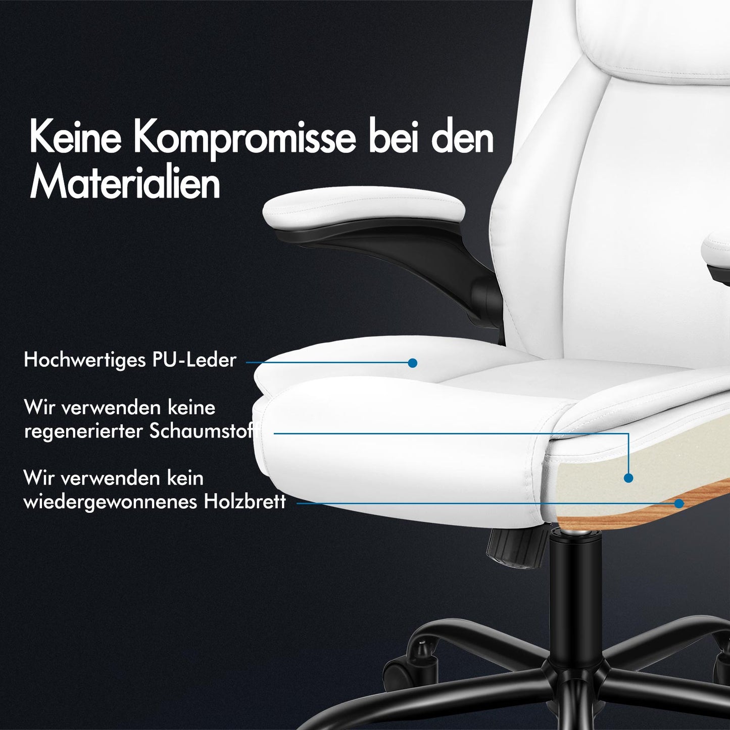 ALFORDSON Massage Bürostuhl Executive Computer Gaming Sitz PU Leder Weiß