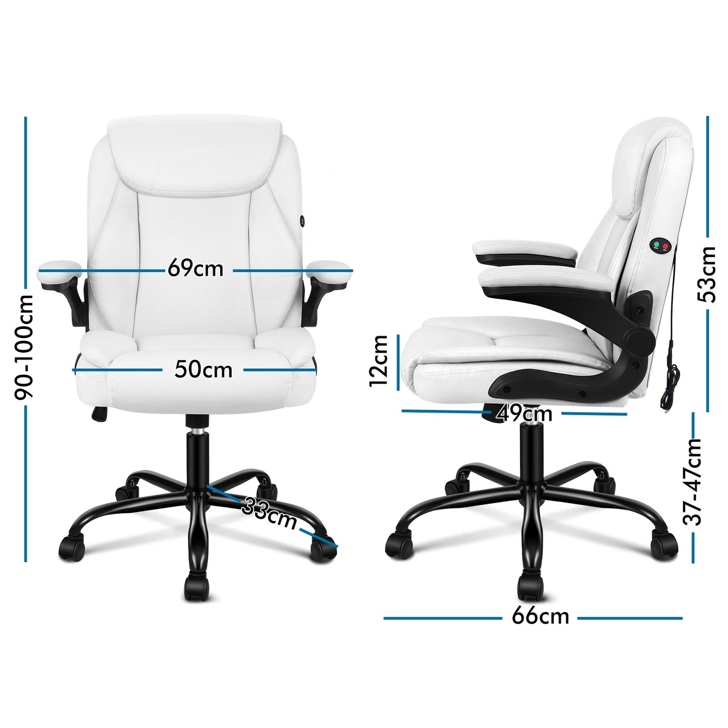 ALFORDSON Massage Bürostuhl Executive Computer Gaming Sitz PU Leder Weiß