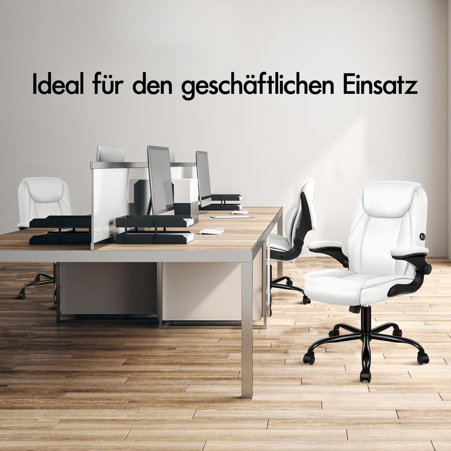 ALFORDSON Massage Bürostuhl Executive Computer Gaming Sitz PU Leder Weiß