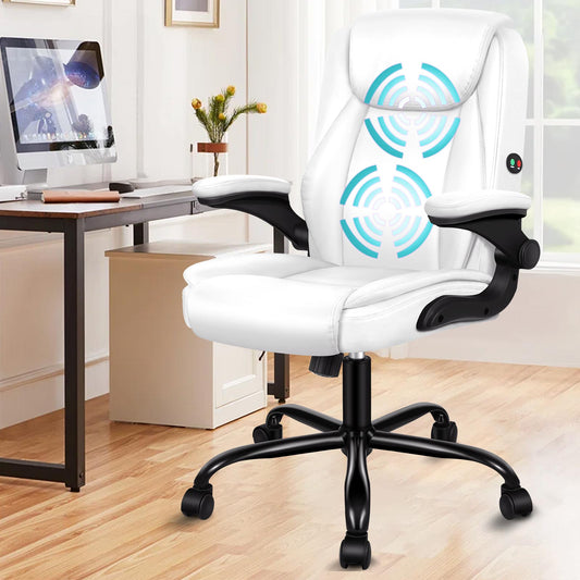 ALFORDSON Massage Bürostuhl Executive Computer Gaming Sitz PU Leder Weiß