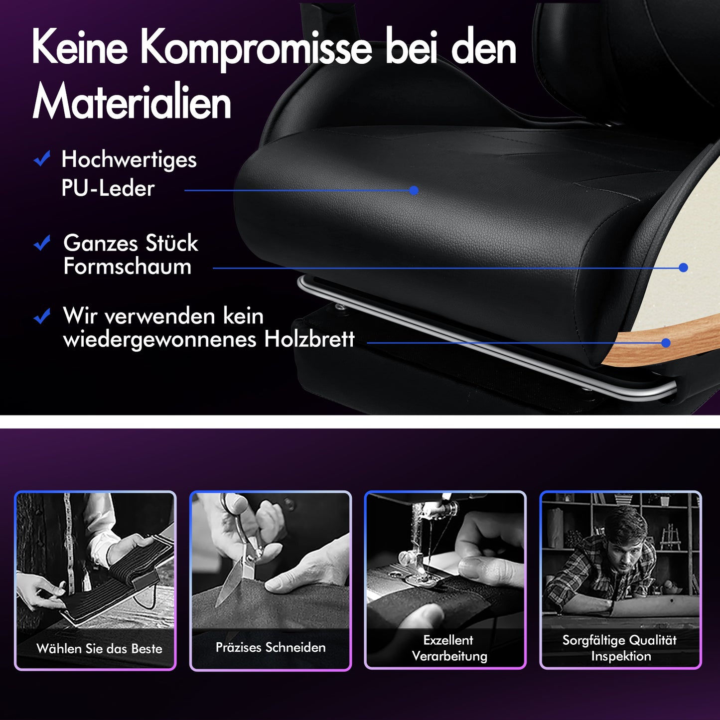 ALFORDSON Gaming Stuhl Büro Massage Computer Racing Sitz PU Leder Schwarz