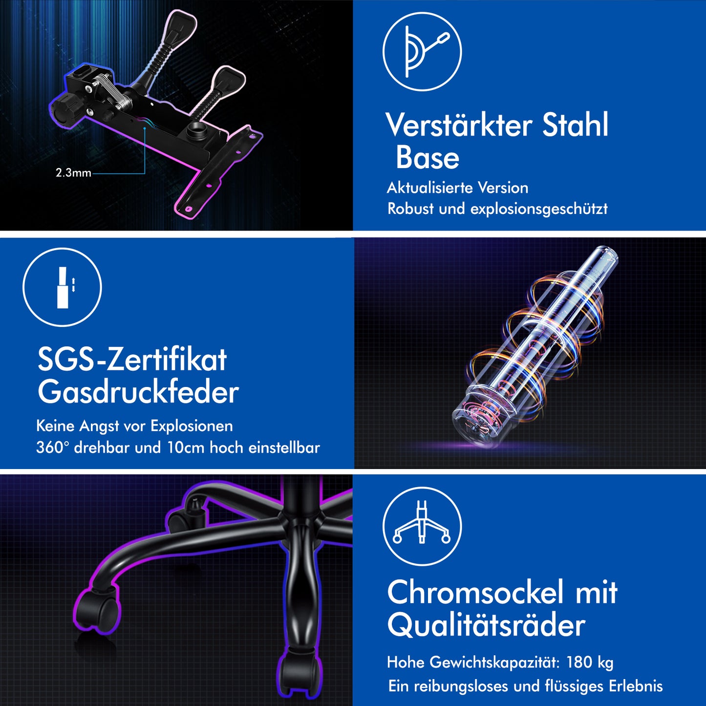 ALFORDSON Gaming Stuhl Büro Massage Computer Racing Sitz PU Leder Blau