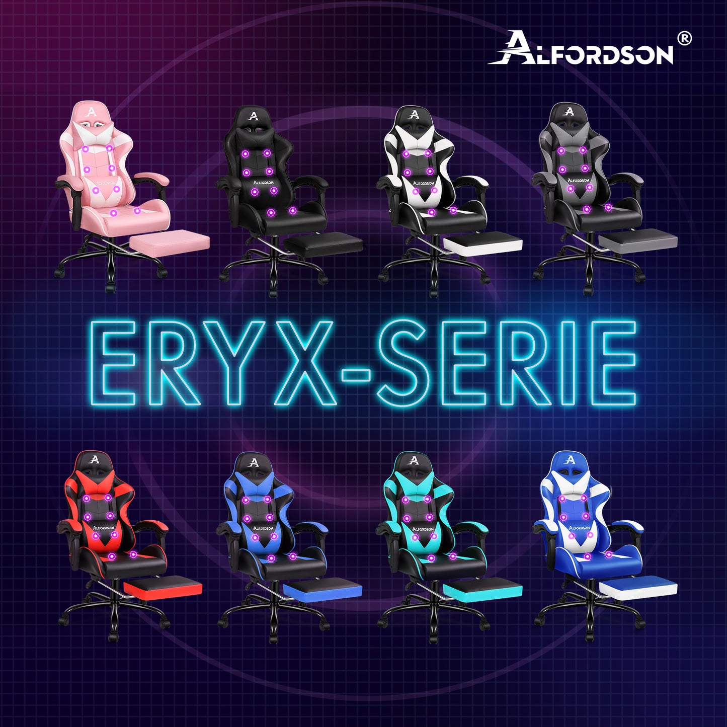 ALFORDSON Gaming Stuhl Büro Massage Computer Racing Sitz PU Leder