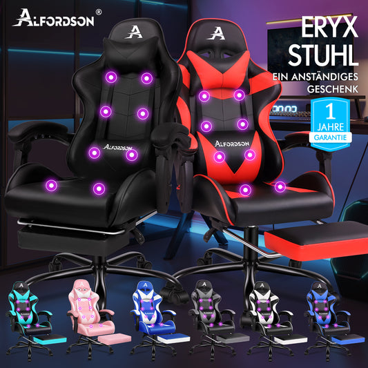 ALFORDSON Gaming Stuhl Büro Massage Computer Racing Sitz PU Leder
