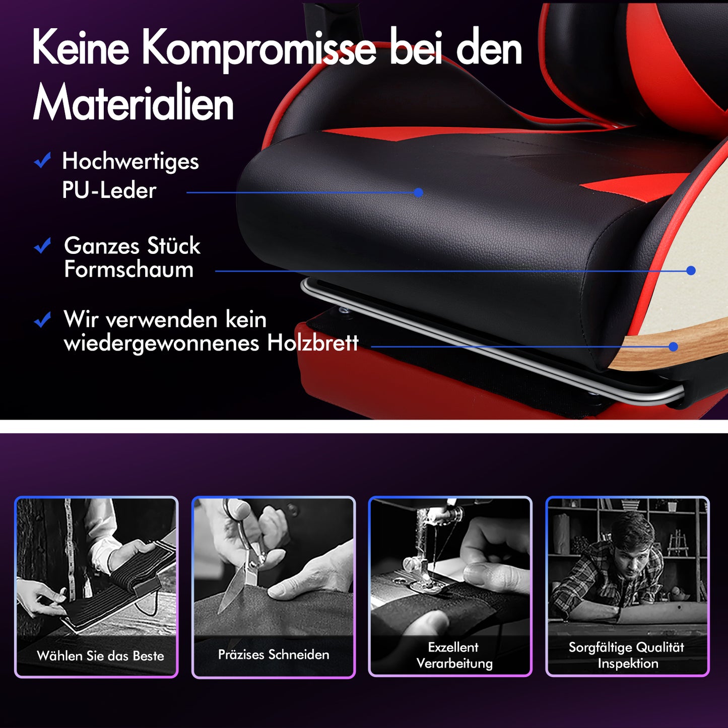 ALFORDSON Gaming Stuhl Büro Massage Computer Racing Sitz PU Leder Rot