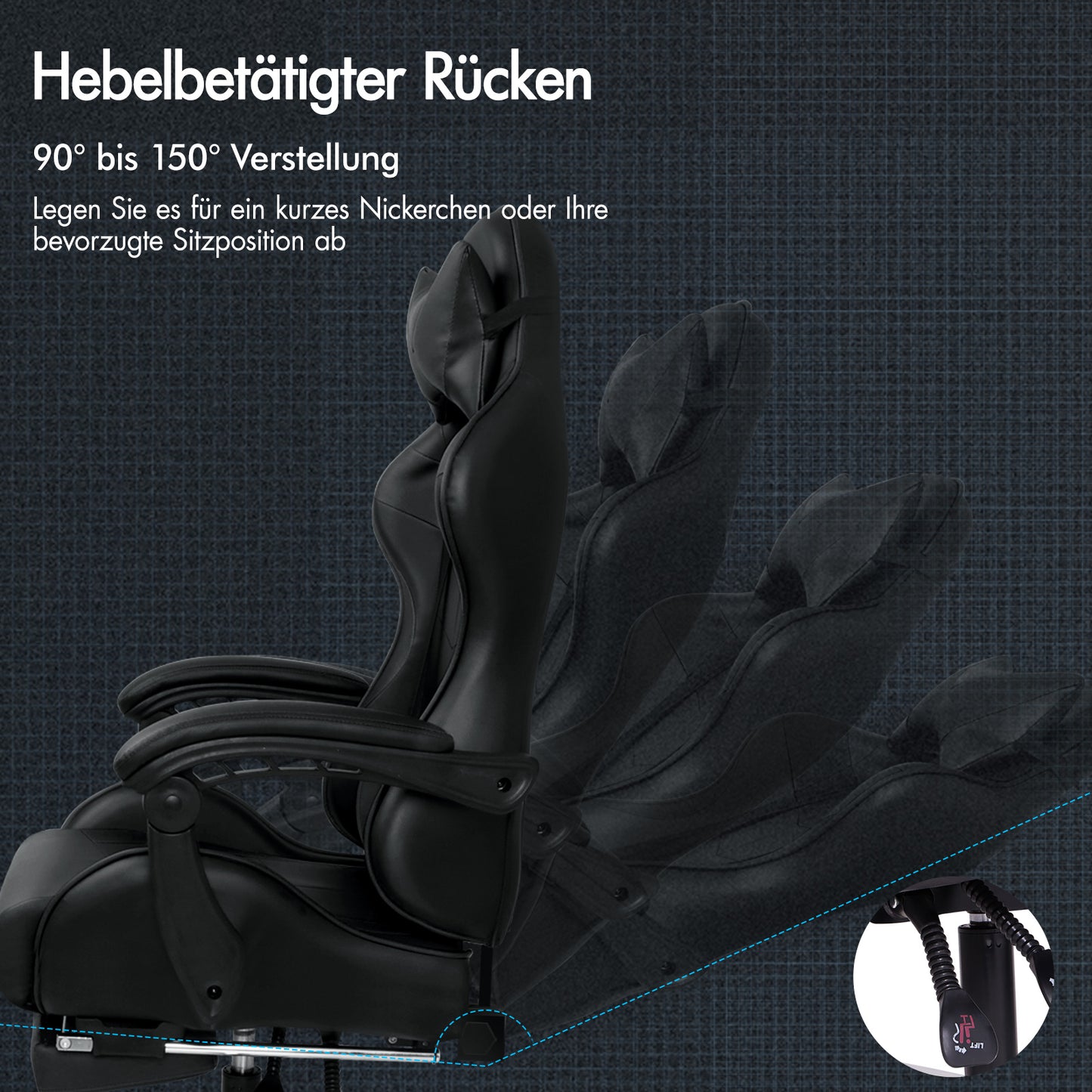 ALFORDSON Gaming Stuhl Bürostuhl Racing Stuhl Fußstütze Sitz PU Leder Schwarz