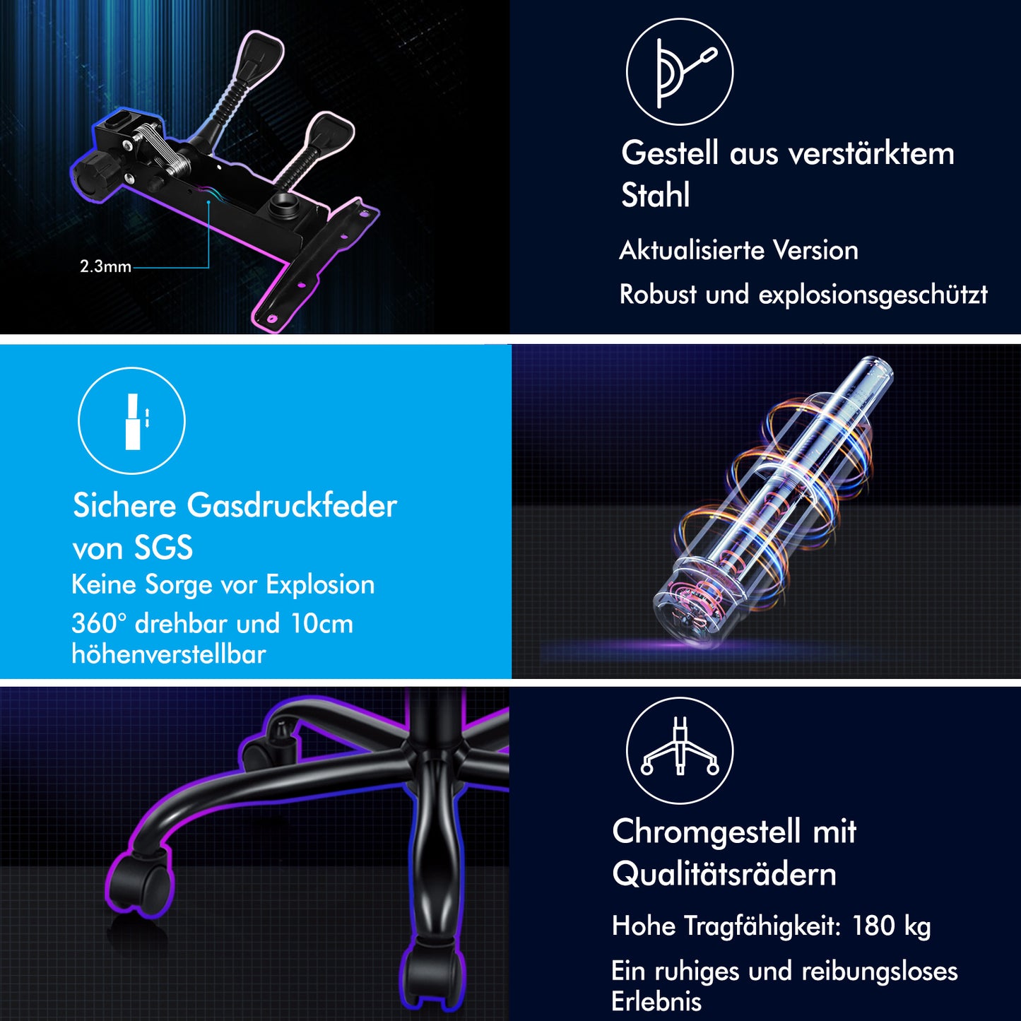 ALFORDSON Gaming Stuhl Bürostuhl Racing Stuhl Fußstütze Sitz PU Leder Schwarz