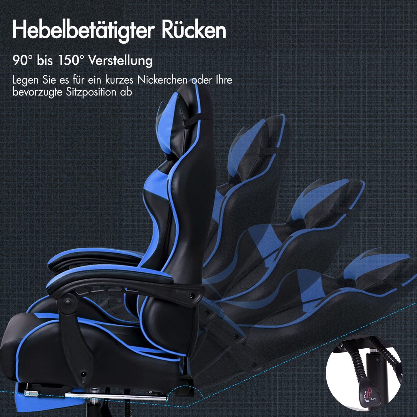 ALFORDSON Gaming Stuhl Bürostuhl Racing Stuhl Fußstütze Sitz PU Leder Blau