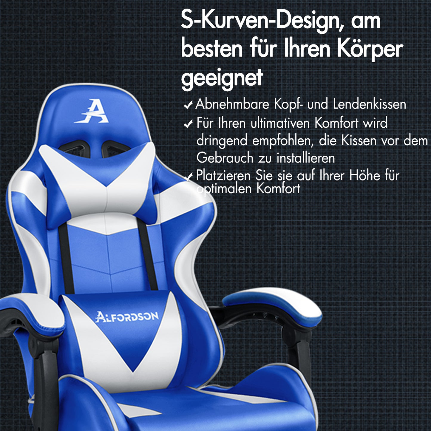 ALFORDSON Gaming Stuhl Bürostuhl Racing Stuhl Fußstütze Sitz PU Leder Weiß Schwarz