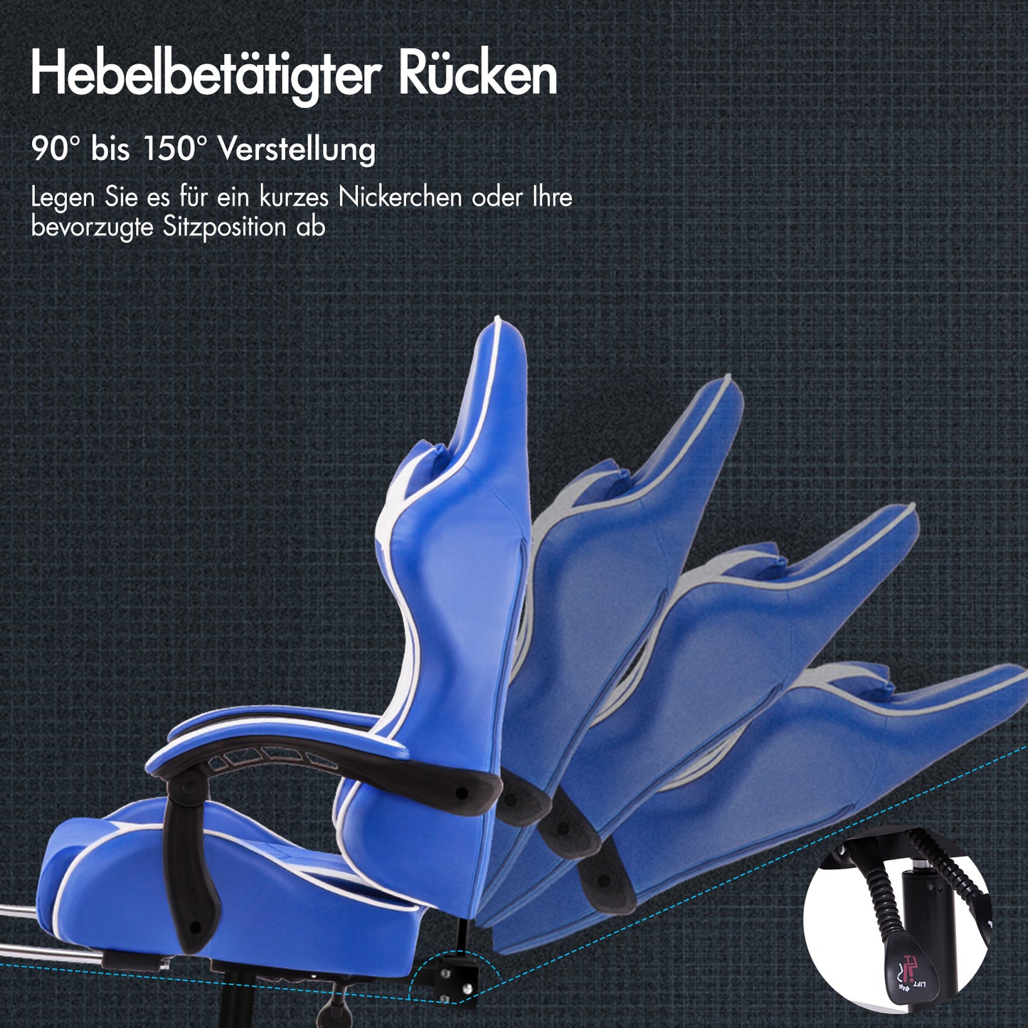ALFORDSON Gaming Stuhl Bürostuhl Racing Stuhl Fußstütze Sitz PU Leder Weiß Schwarz