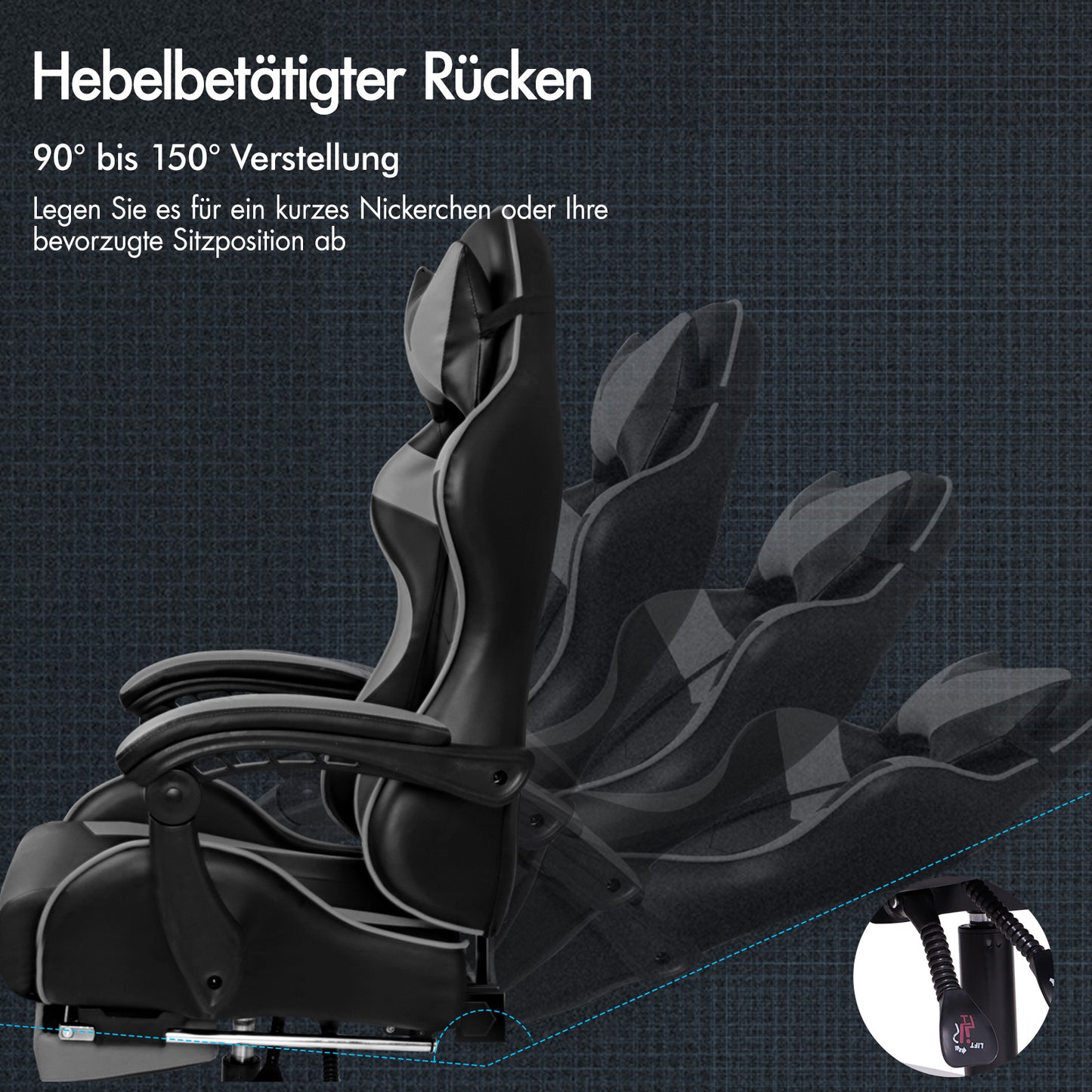ALFORDSON Gaming Stuhl Bürostuhl Racing Stuhl Fußstütze Sitz PU Leder Grau