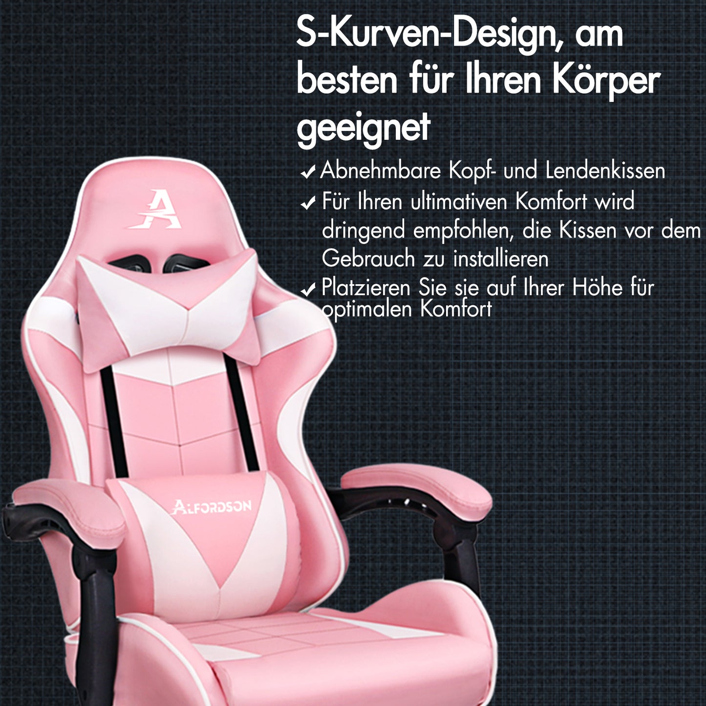 ALFORDSON Gaming Stuhl Bürostuhl Racing Stuhl Fußstütze Sitz PU Leder Rosa