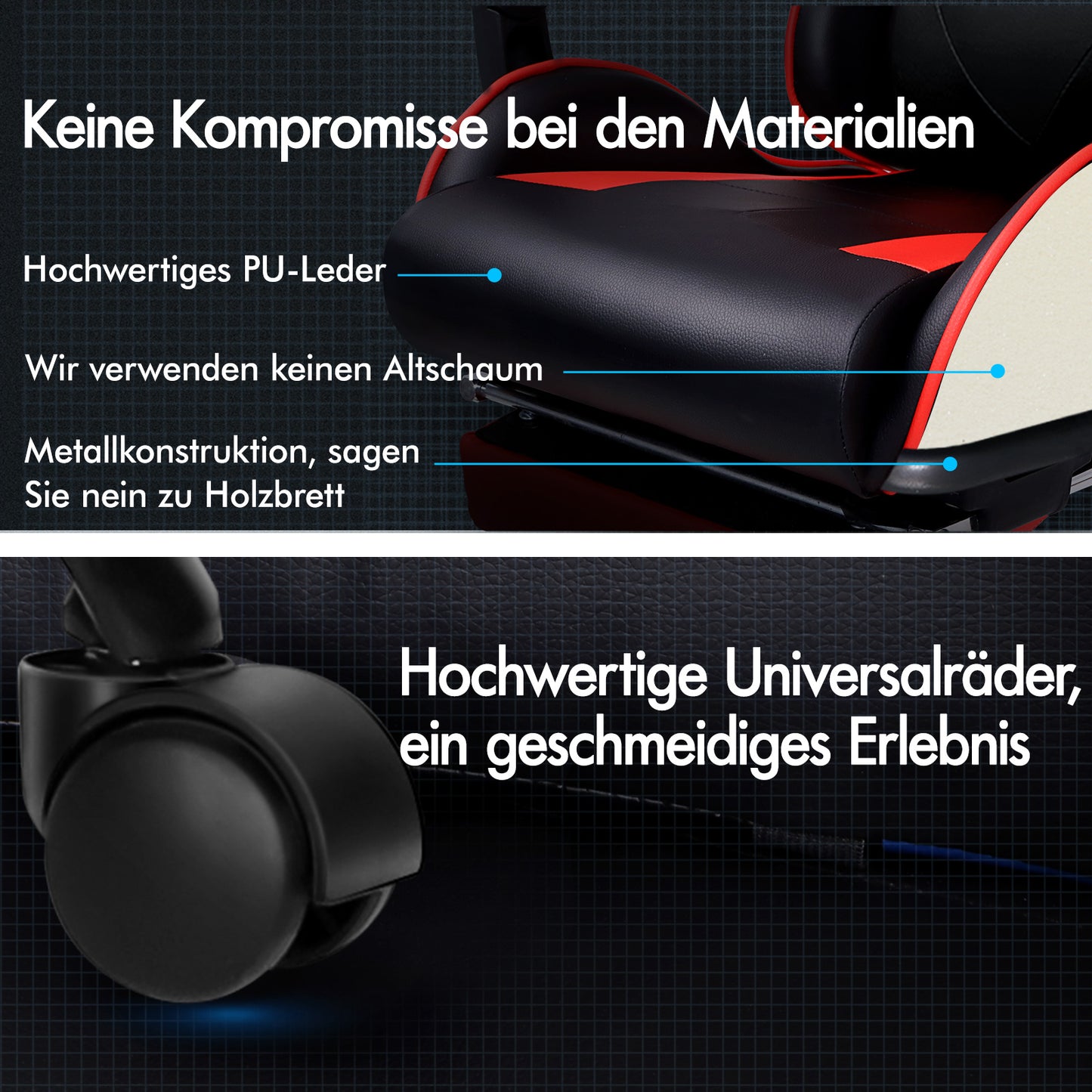 ALFORDSON Gaming Stuhl Bürostuhl Racing Stuhl Fußstütze Sitz PU Leder Rot