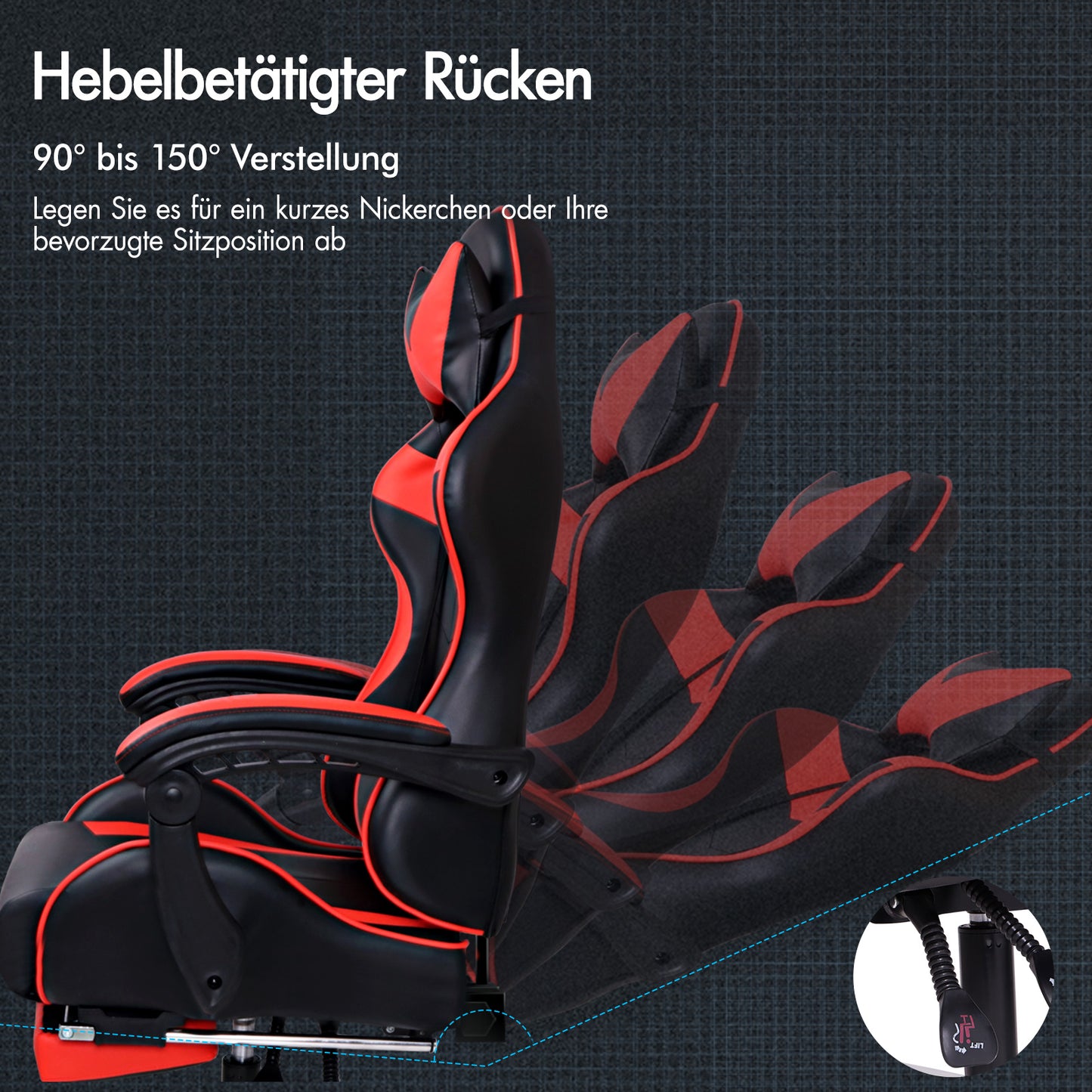 ALFORDSON Gaming Stuhl Bürostuhl Racing Stuhl Fußstütze Sitz PU Leder Rot
