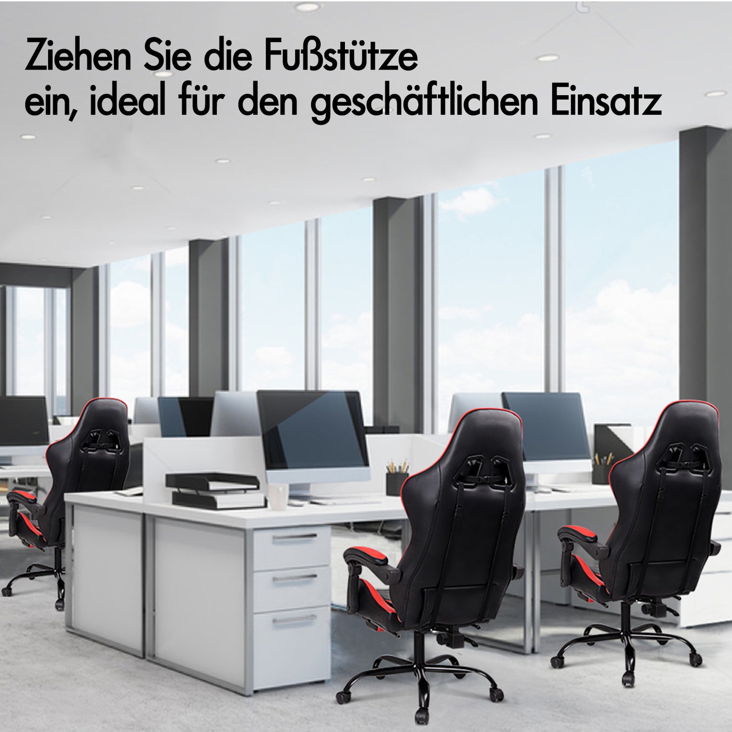 ALFORDSON Gaming Stuhl Bürostuhl Racing Stuhl Fußstütze Sitz PU Leder Rot