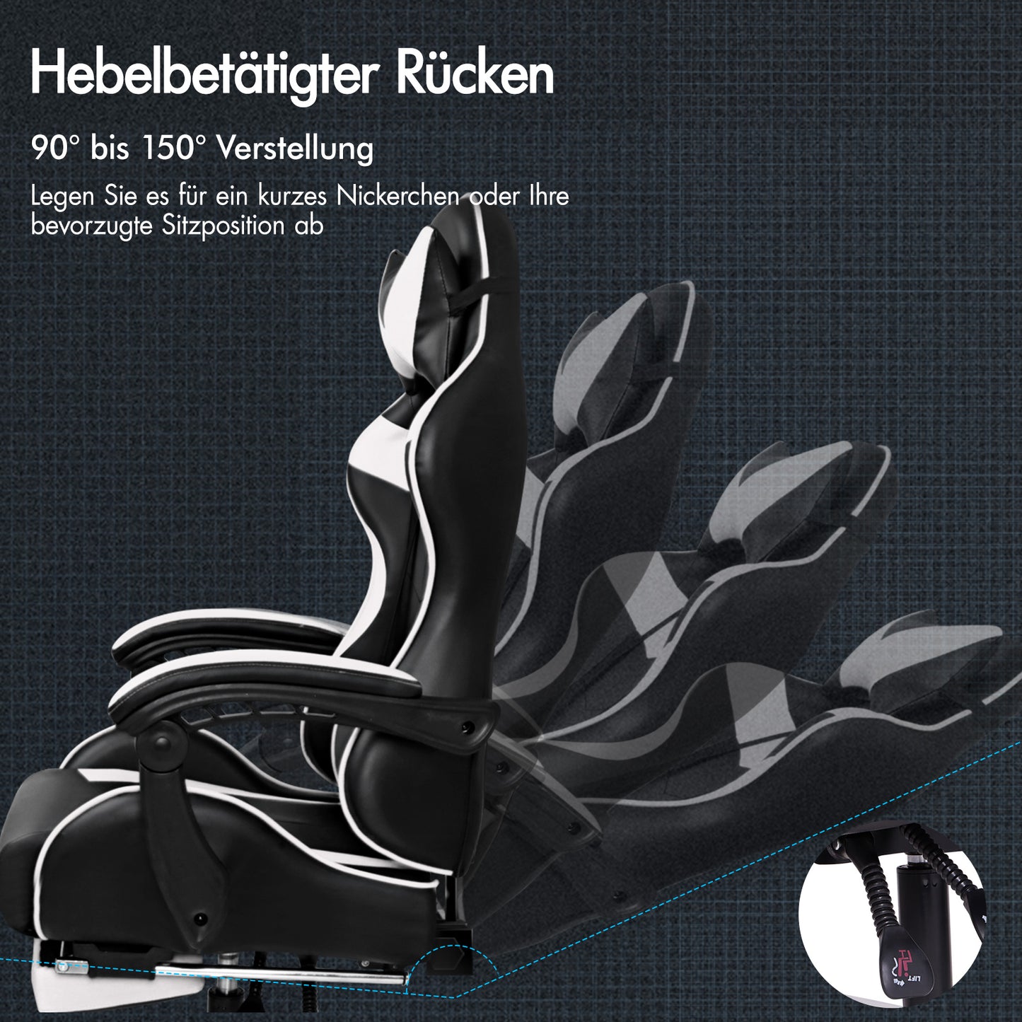 ALFORDSON Gaming Stuhl Bürostuhl Racing Stuhl Fußstütze Sitz PU Leder Weiß
