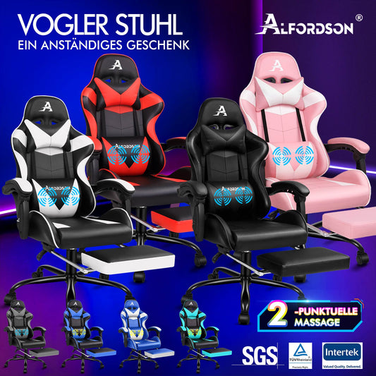 ALFORDSON Gaming Stuhl Büro Executive Racing Fußstütze Sitz PU Leder Mehrere