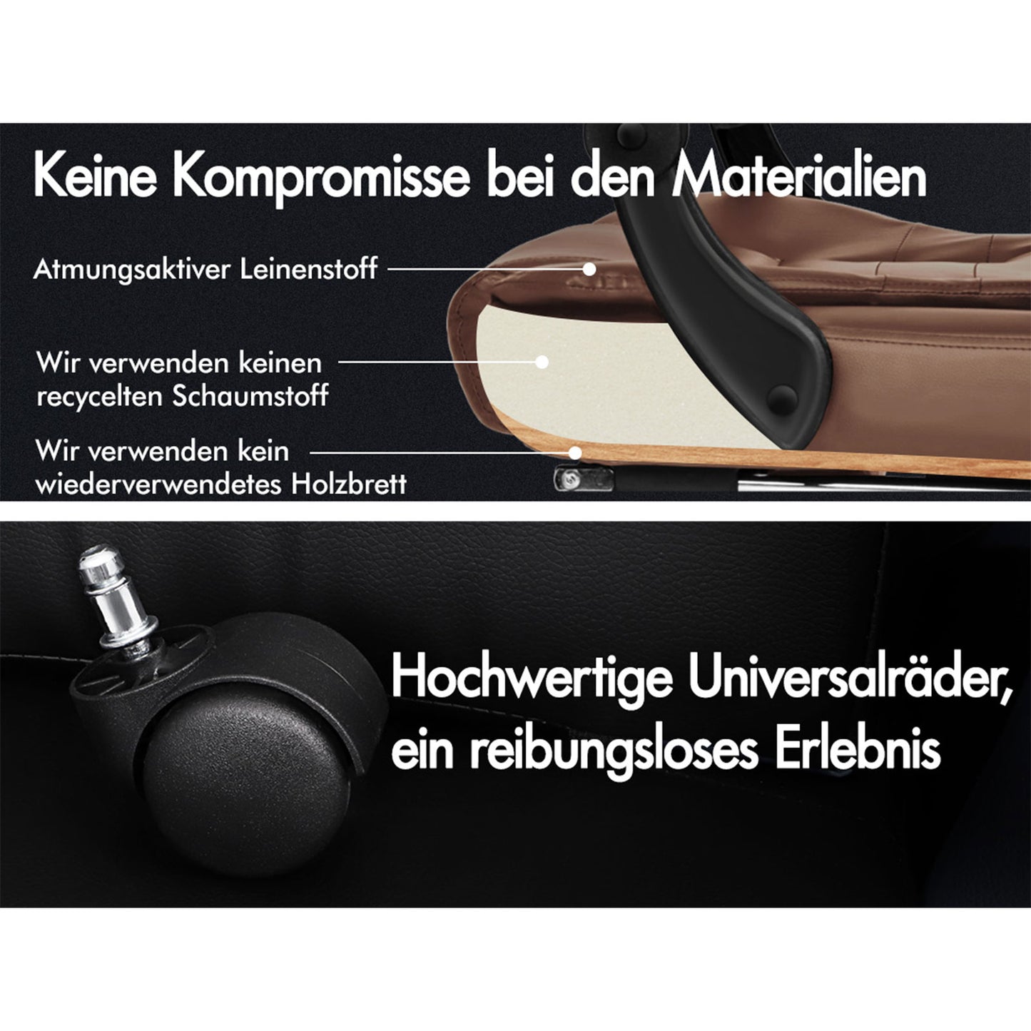 ALFORDSON Massage-Bürostuhl mit Fußstütze, Executive-Gaming-Sitz, PU-Leder