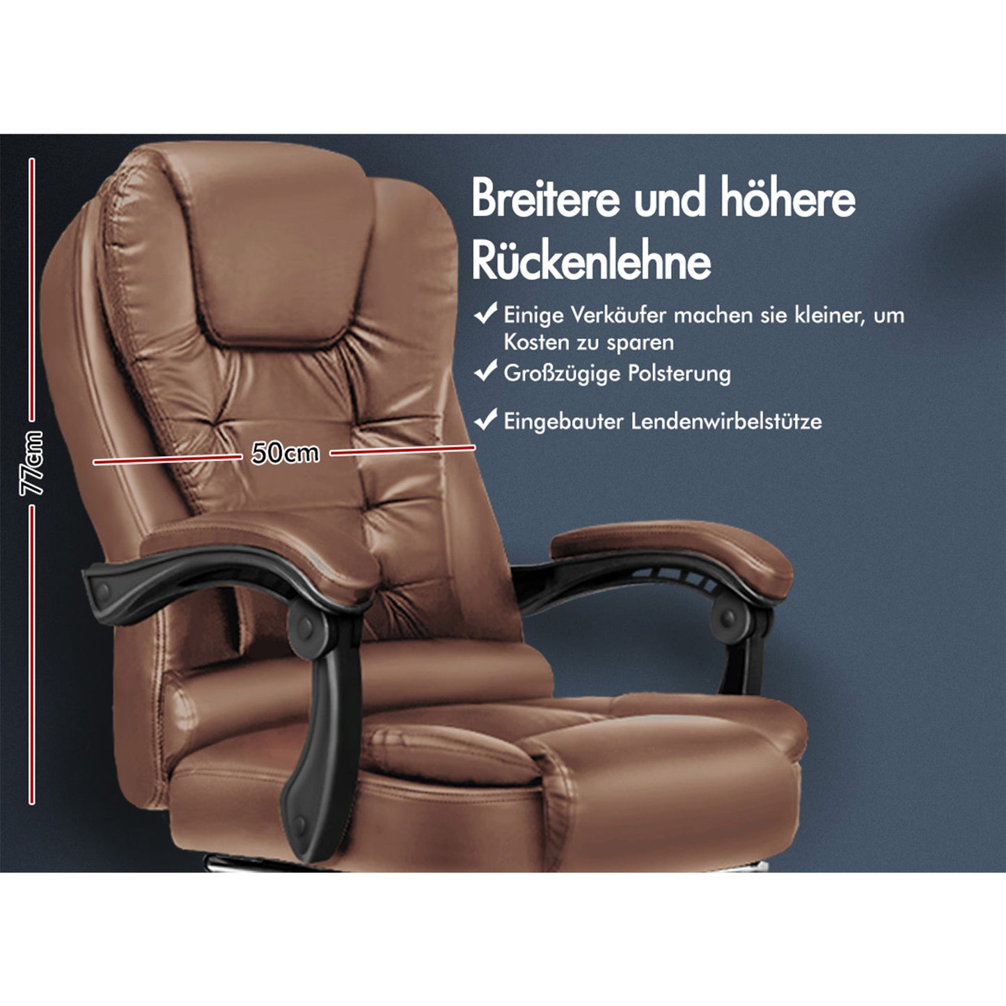 ALFORDSON Massage-Bürostuhl mit Fußstütze, Executive-Gaming-Sitz, PU-Leder
