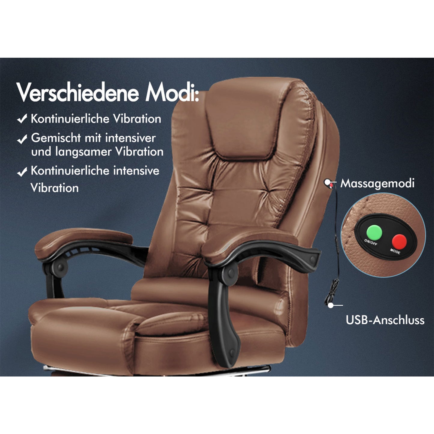 ALFORDSON Massage-Bürostuhl mit Fußstütze, Executive-Gaming-Sitz, PU-Leder