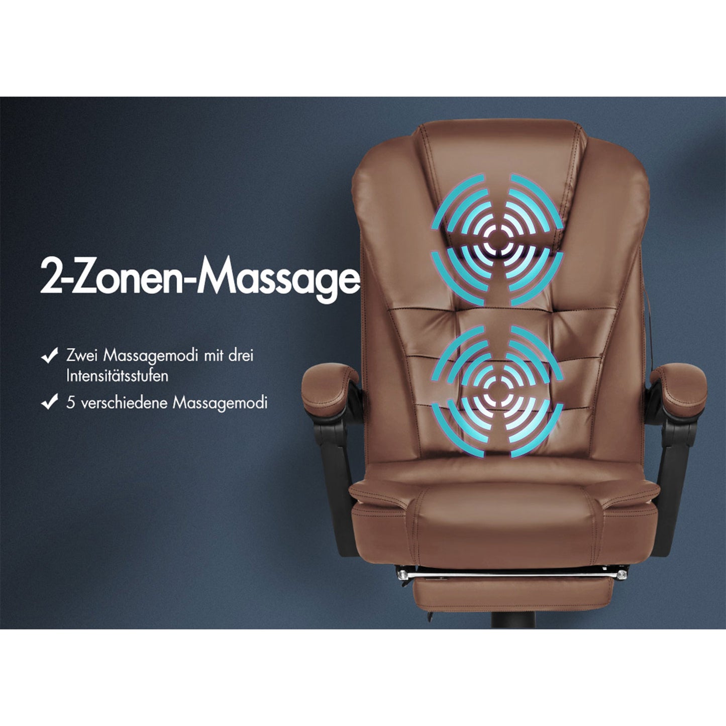 ALFORDSON Massage-Bürostuhl mit Fußstütze, Executive-Gaming-Sitz, PU-Leder