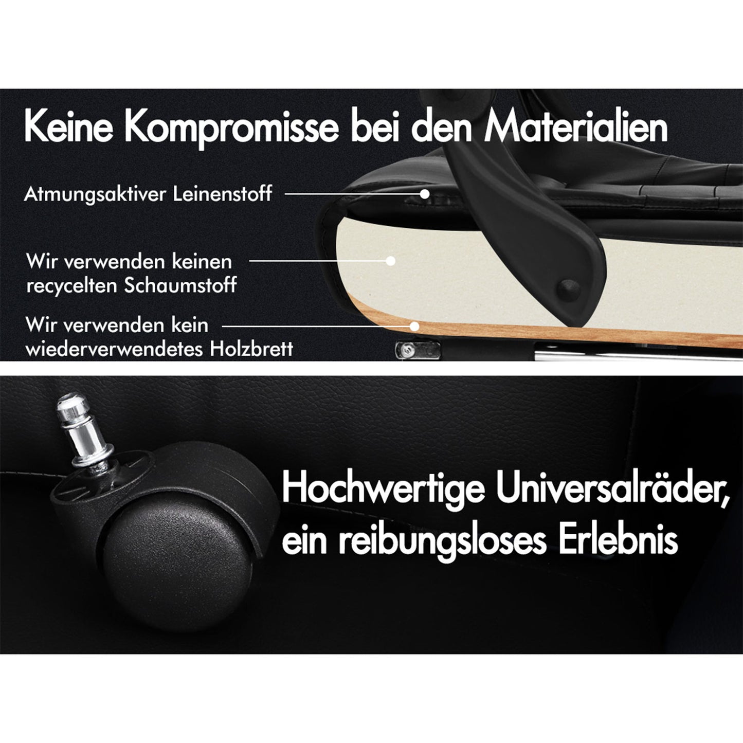 ALFORDSON Massage-Bürostuhl mit Fußstütze, Executive-Gaming-Sitz, PU-Leder